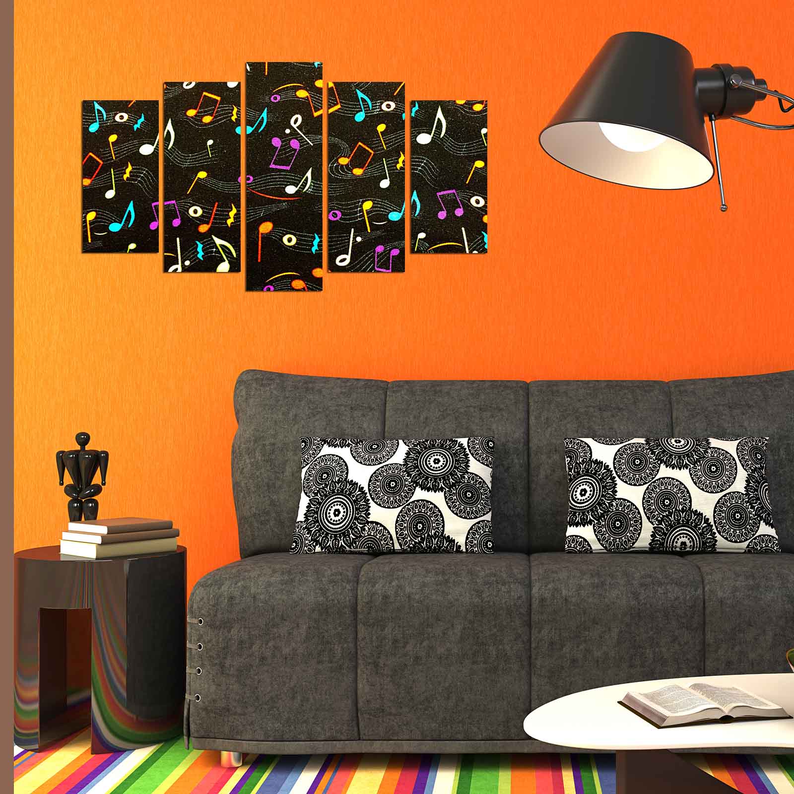 Conjunto de 5 Quadros Decorativos em MDF Multicolor – 110 x 60 cm