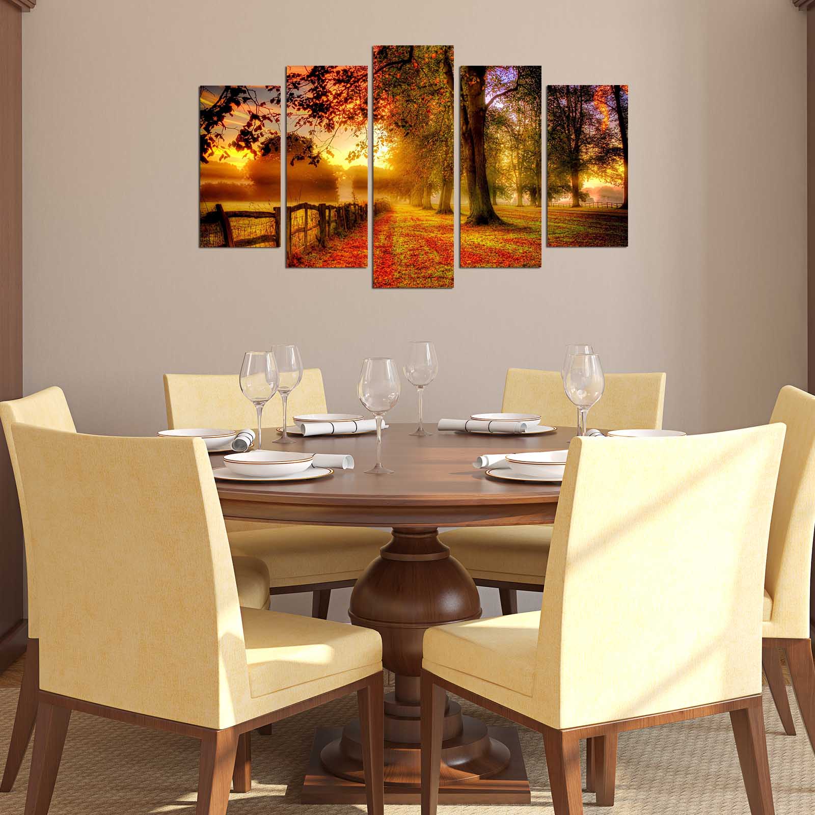 Pinturas Decorativas Elegantes em MDF (5 Peças), 100% MDF, 3 mm de Espessura | Tamanhos: 20x60 cm, 20x50 cm, 20x40 cm | Tamanho Total: 110x60 cm | Perfeito para Decoração de Casa