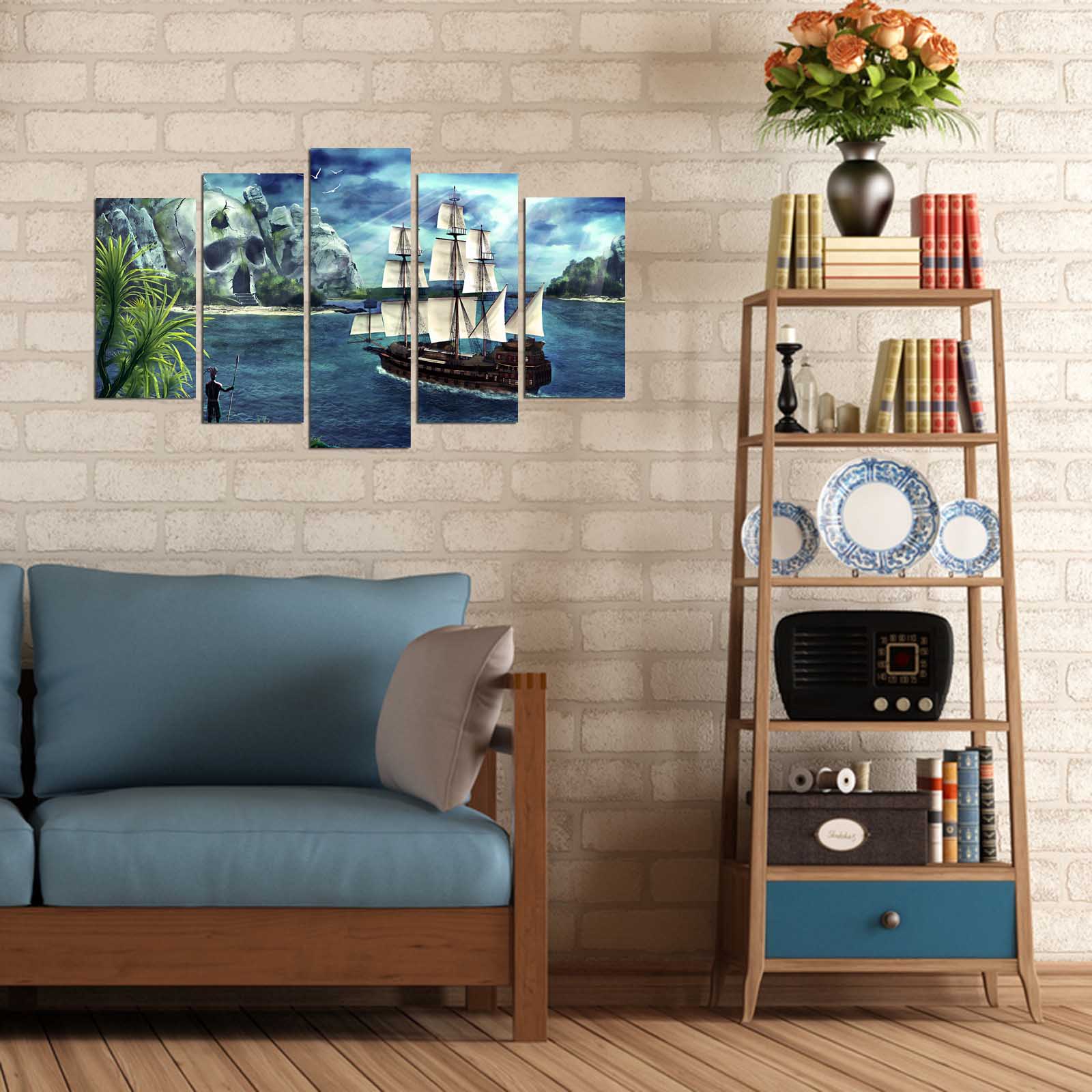 Conjunto de Quadros Decorativos Multicolor em MDF (5 Peças) – 110 x 60 cm, 3 mm