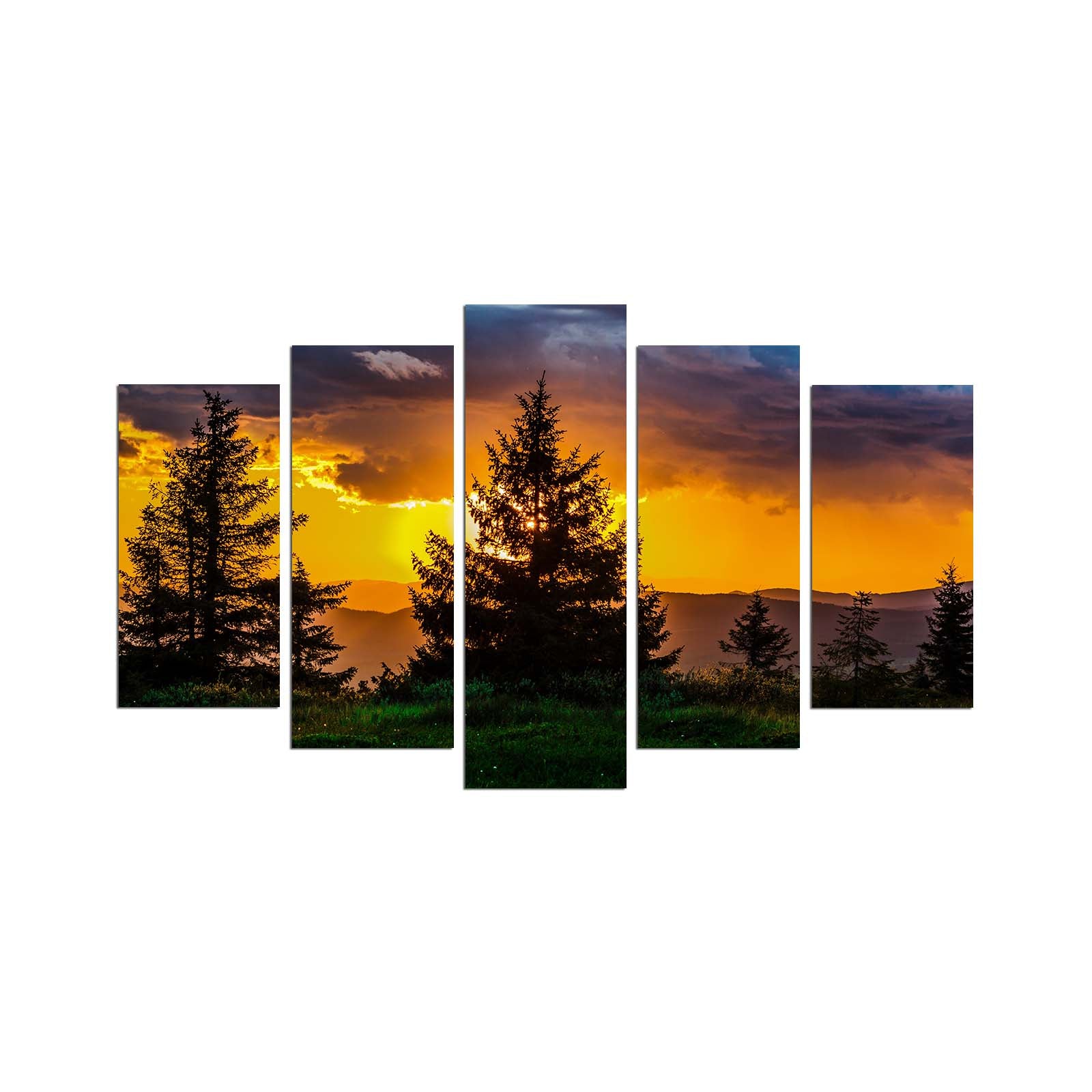 Quadro Decorativo em MDF Multicolor (Conjunto de 5 Peças) — Total 110 x 60 cm | 5PMX-114