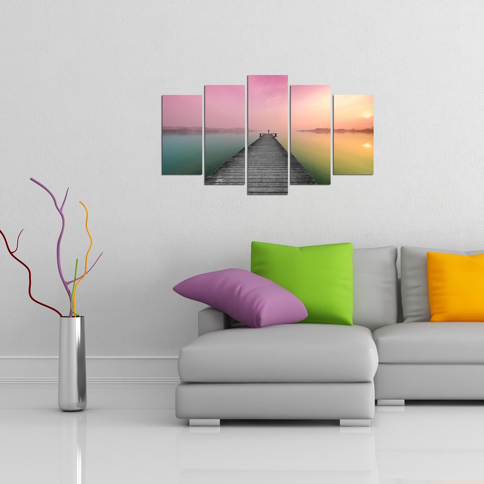 Quadro Decorativo em MDF Multicolor (5 Peças) 110x60 cm, Espessura 3 mm – 5PMX-117