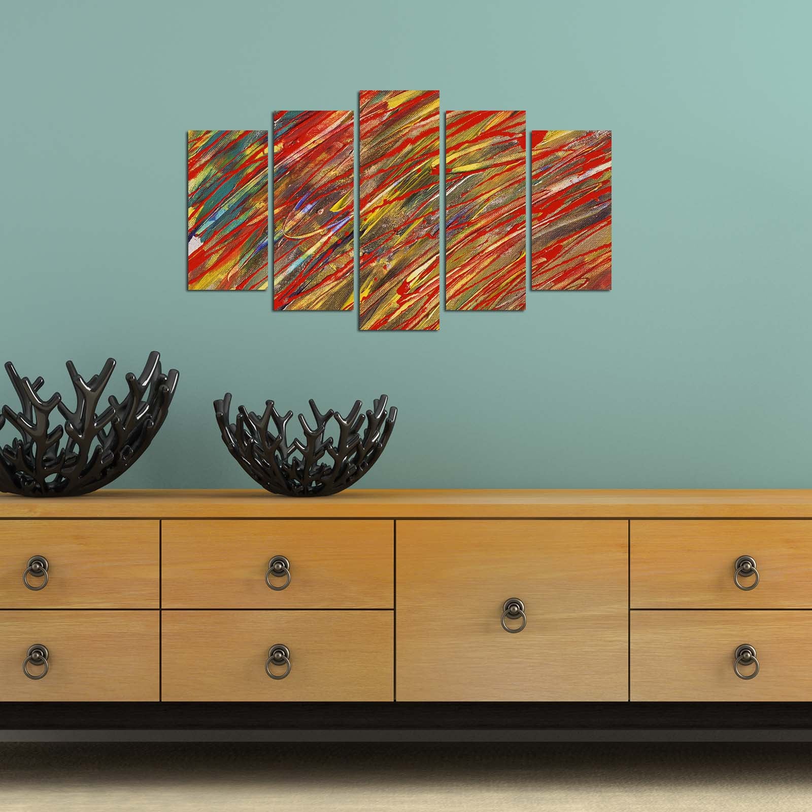 Quadro Decorativo Multicolor em MDF – Conjunto de 5 Peças (110x60 cm, 3 mm)