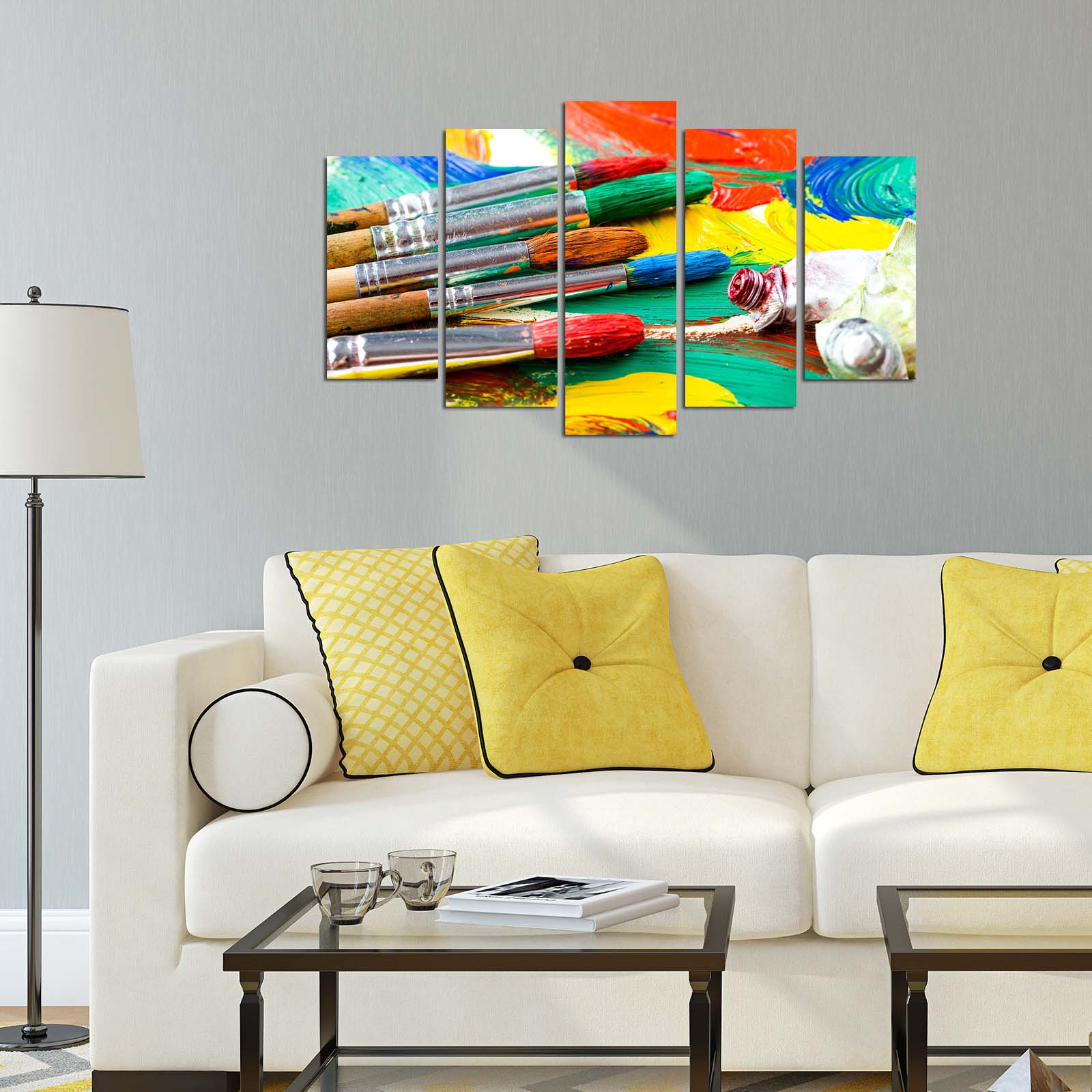 Quadro Decorativo Multicolor em MDF (5 Peças) – 110x60 cm, 3 mm de espessura