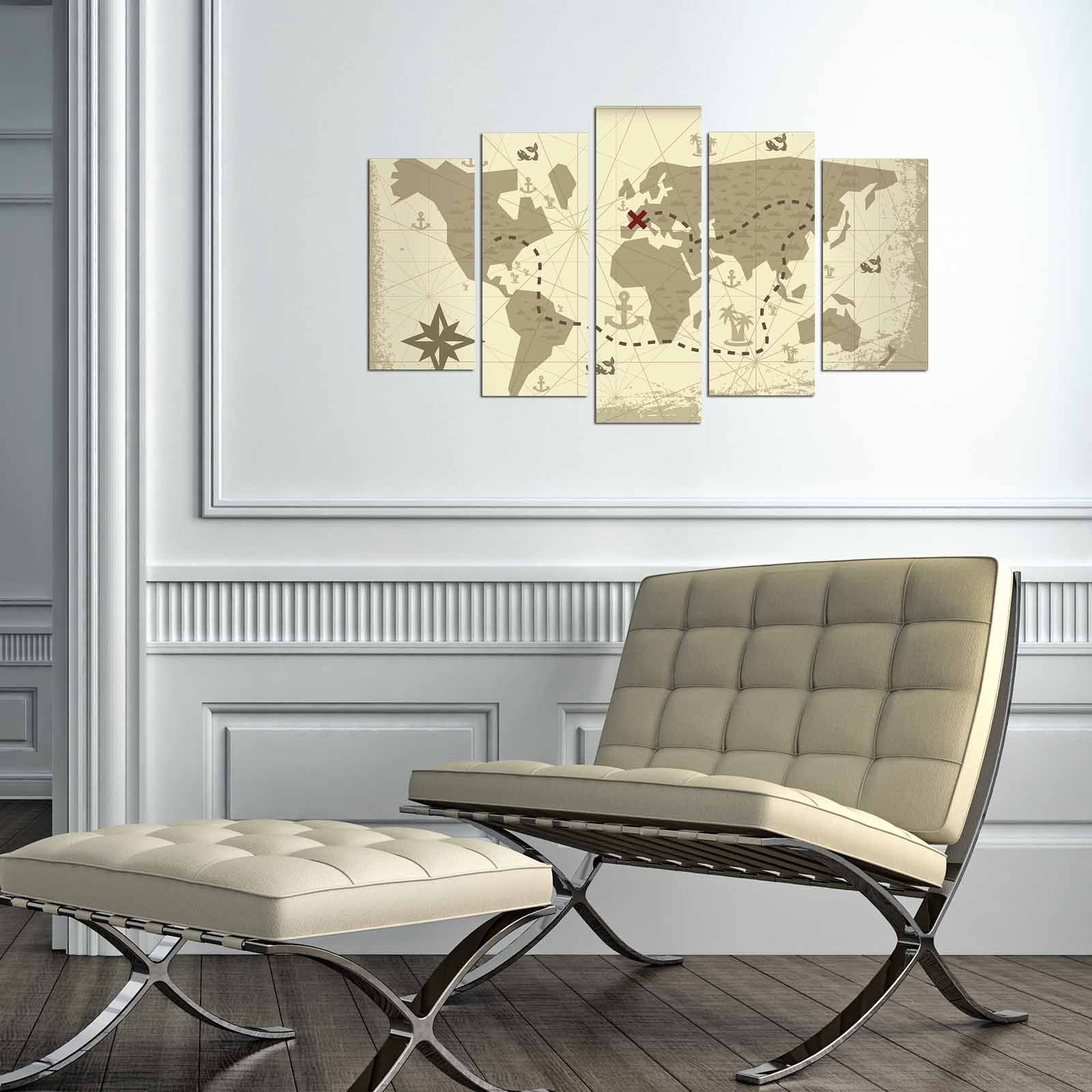 Quadro Decorativo em MDF Multicolor (Conjunto de 5) – 110x60 cm, Espessura 3 mm