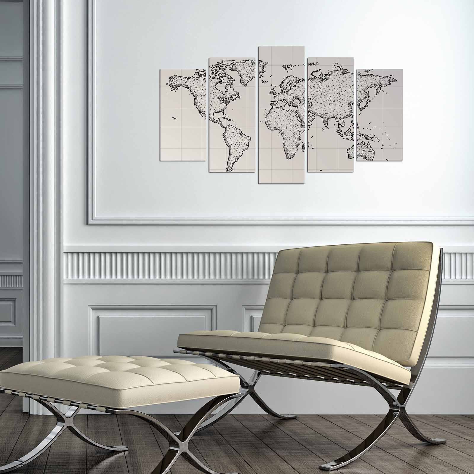 Quadro Decorativo MDF Multicolor – Conjunto 5 Peças, 110x60 cm, Esp. 3 mm (5MAPMDF-04)