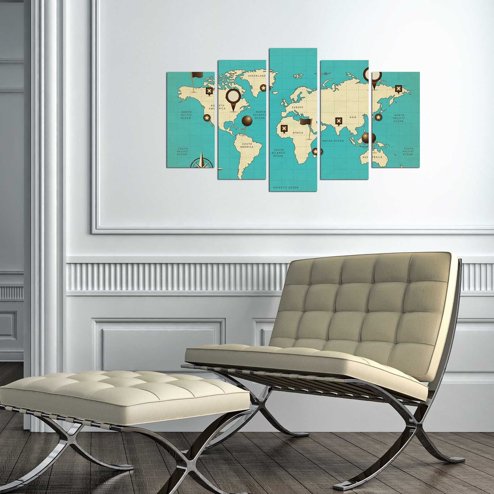 Quadro Decorativo em MDF 5 Peças Multicolorido — 110 x 60 cm (Espessura 3 mm) | 5MAPMDF-05
