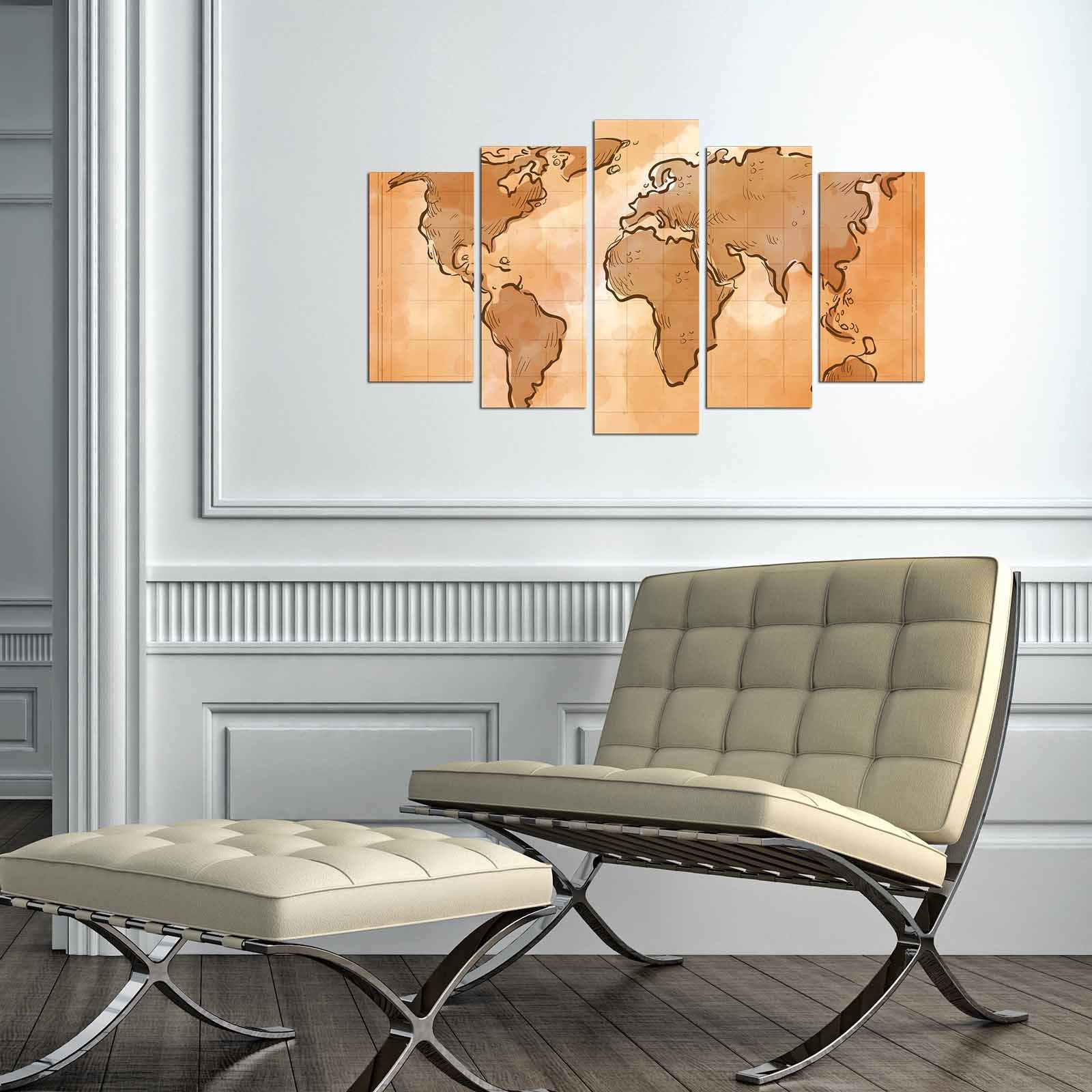Quadro Decorativo em MDF Multicolor – Conjunto de 5 Peças, 110 x 60 cm (3 mm)