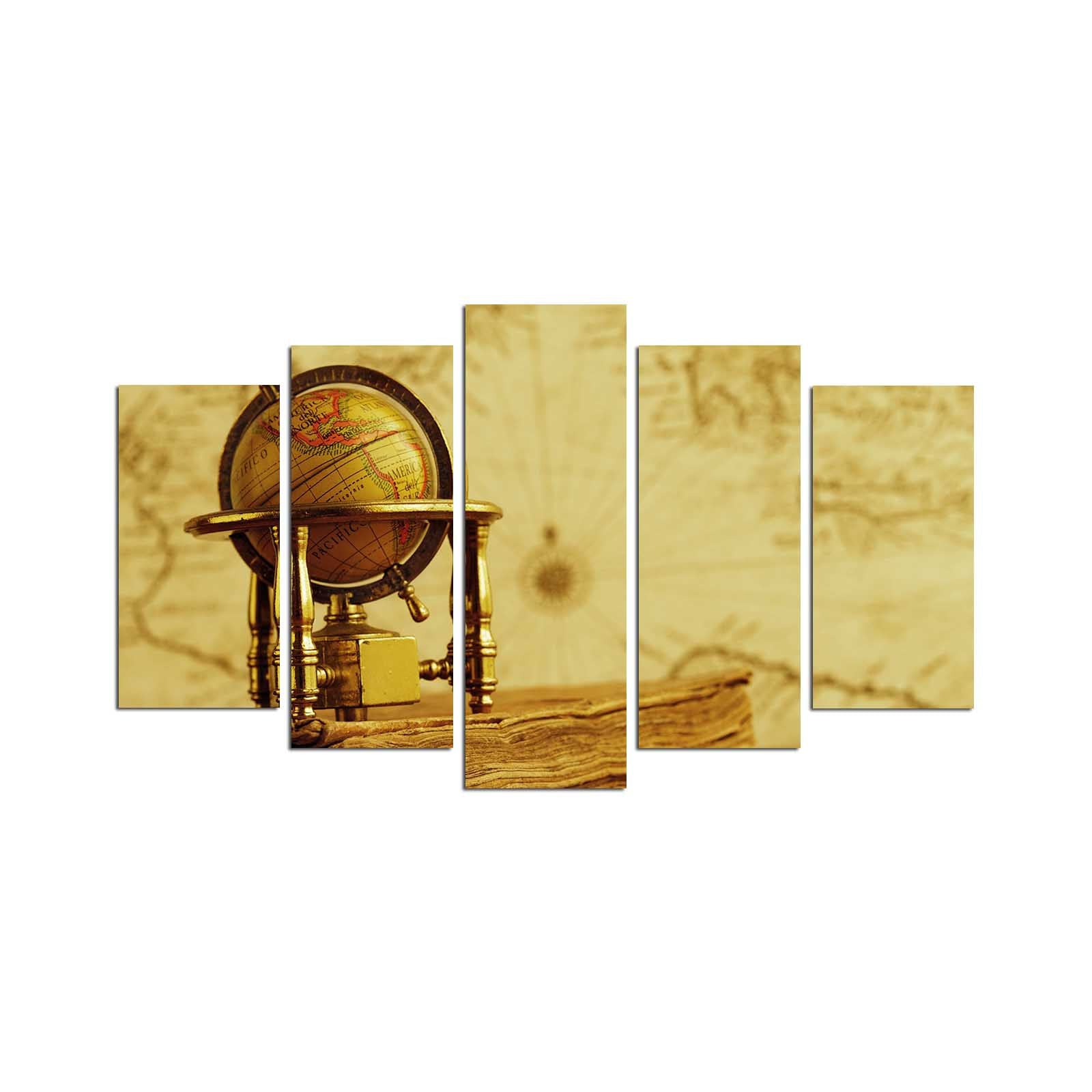 Conjunto de Quadros Decorativos em MDF (5 Peças) – Multicolor, 3 mm, Tamanho Total 110 x 60 cm