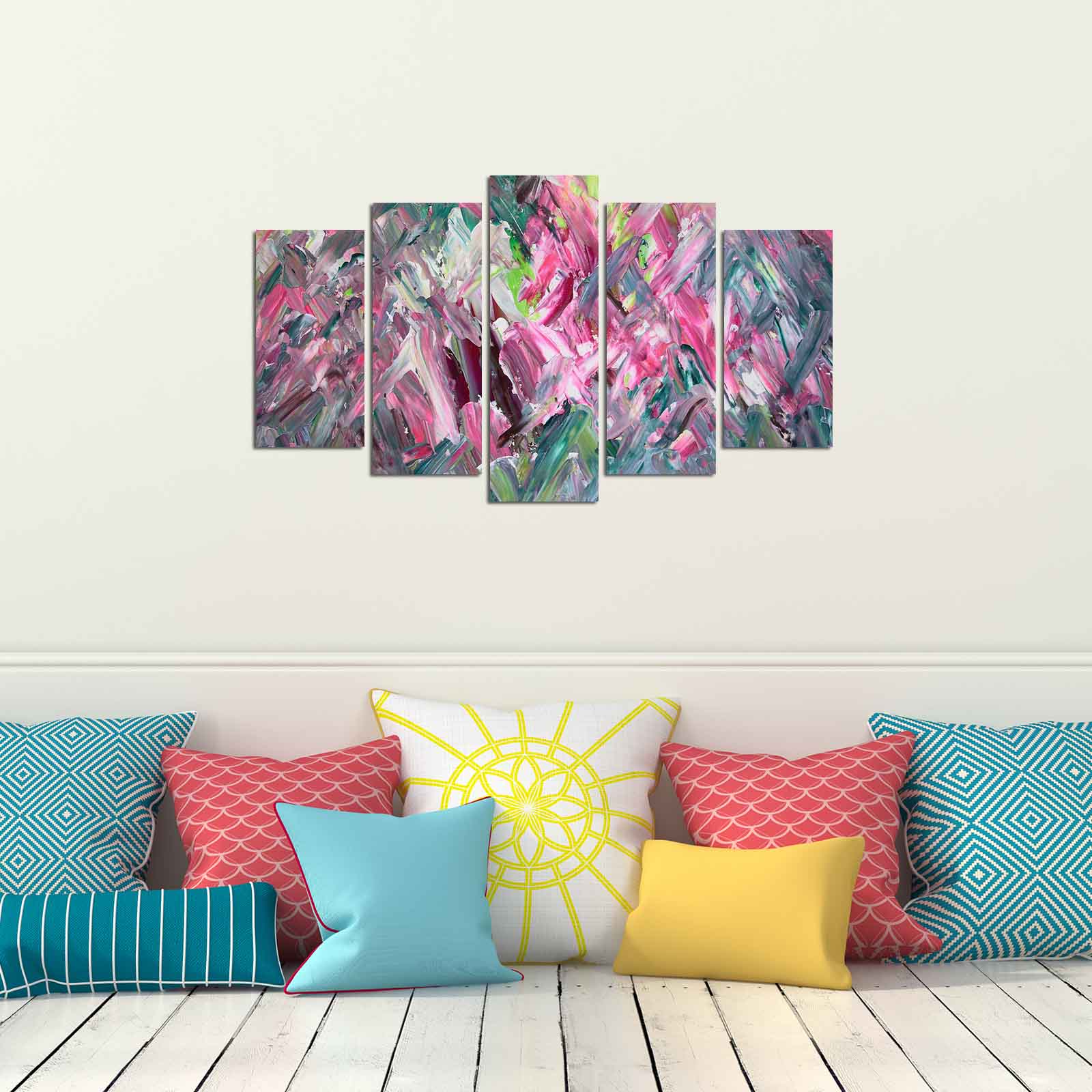 Quadro Decorativo em MDF Multicolor (Conjunto de 5 Peças) – Tamanho Total 110 x 60 cm