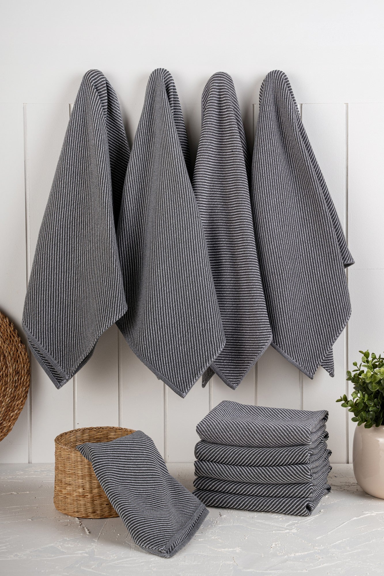 Conjunto de toalhas de cozinha – 43 x 76 cm – antracite – algodão/poliéster