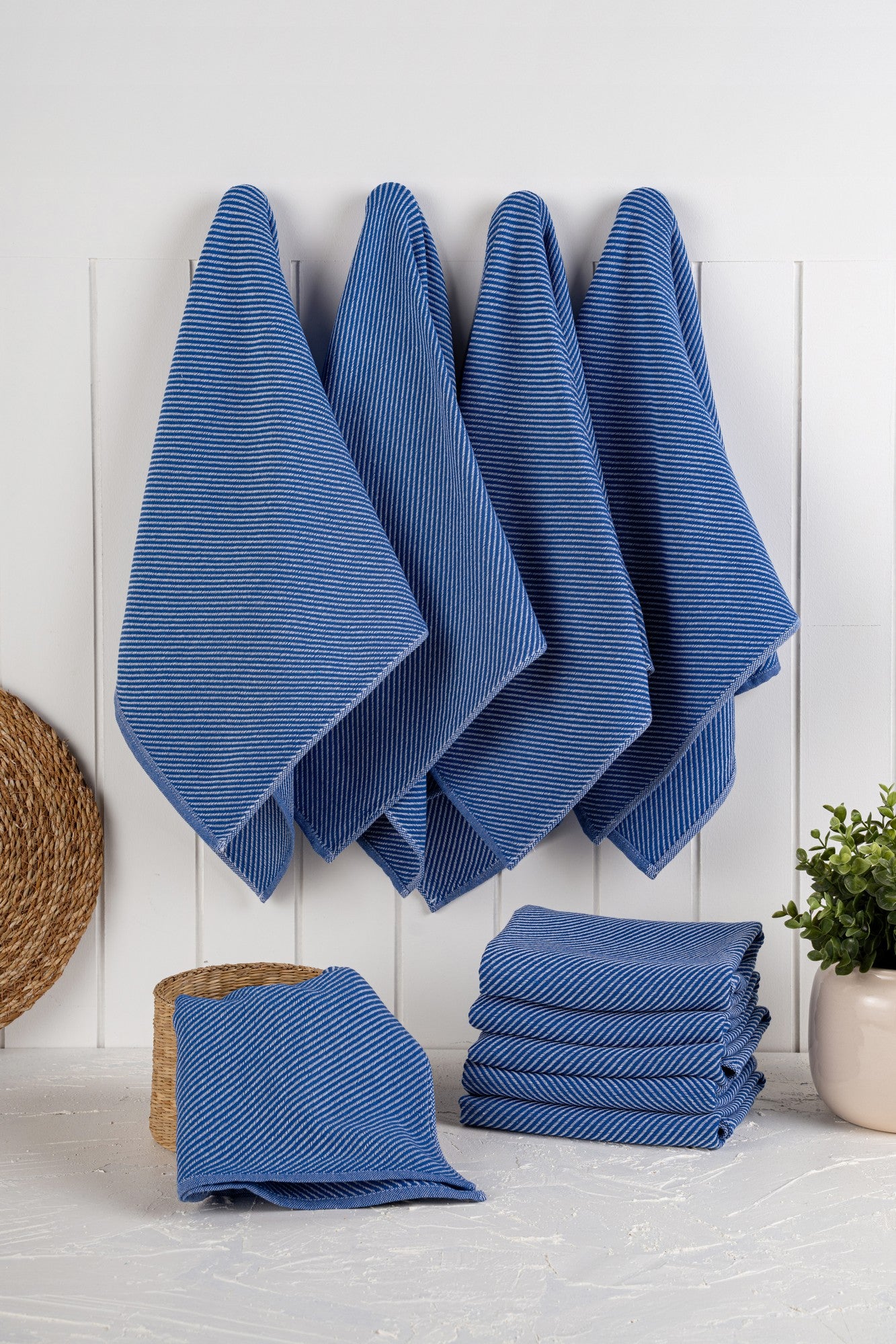 Conjunto de toalhas de cozinha – 43 x 76 cm – Azul noite – 90% algodão e 10% poliéster