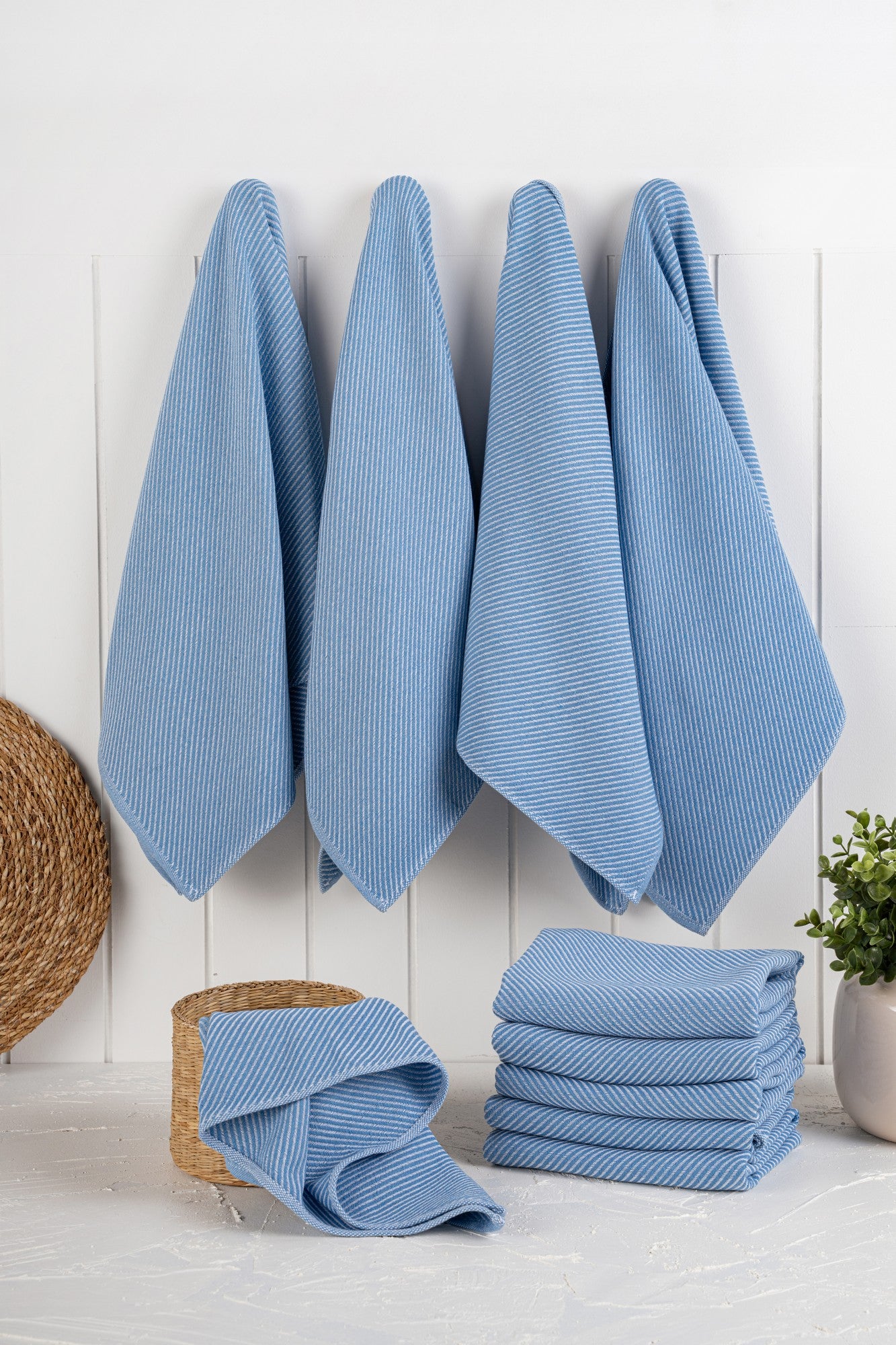 Conjunto de toalhas de cozinha – 43 x 76 cm – Azul Denim – Algodão e Poliéster