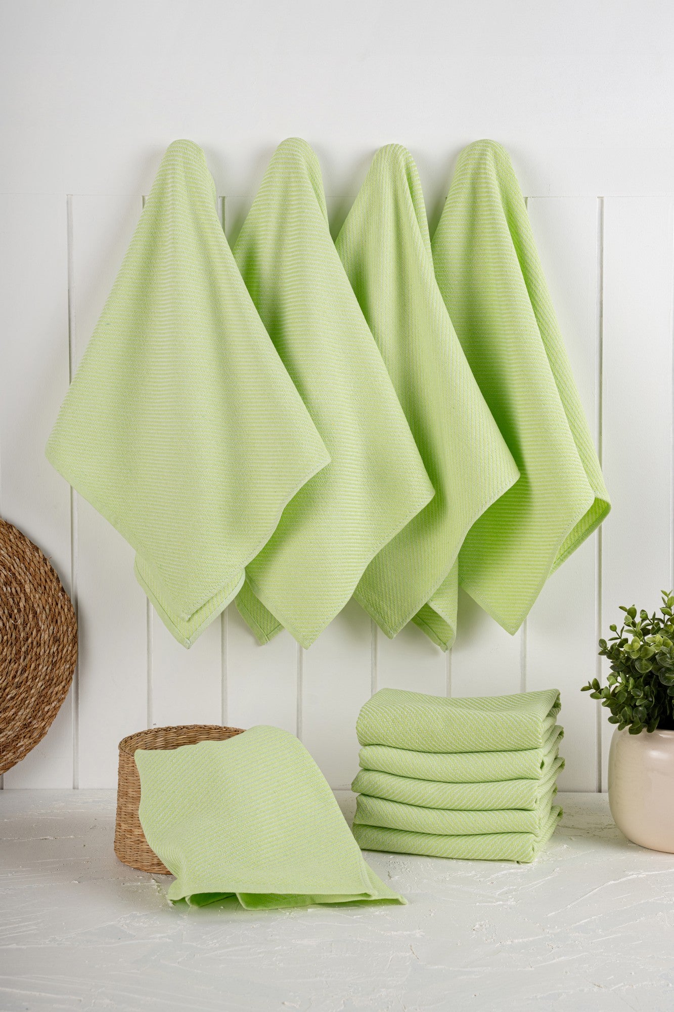 Conjunto de toalhas de cozinha - 43 x 76 cm - Pistache - Algodão
