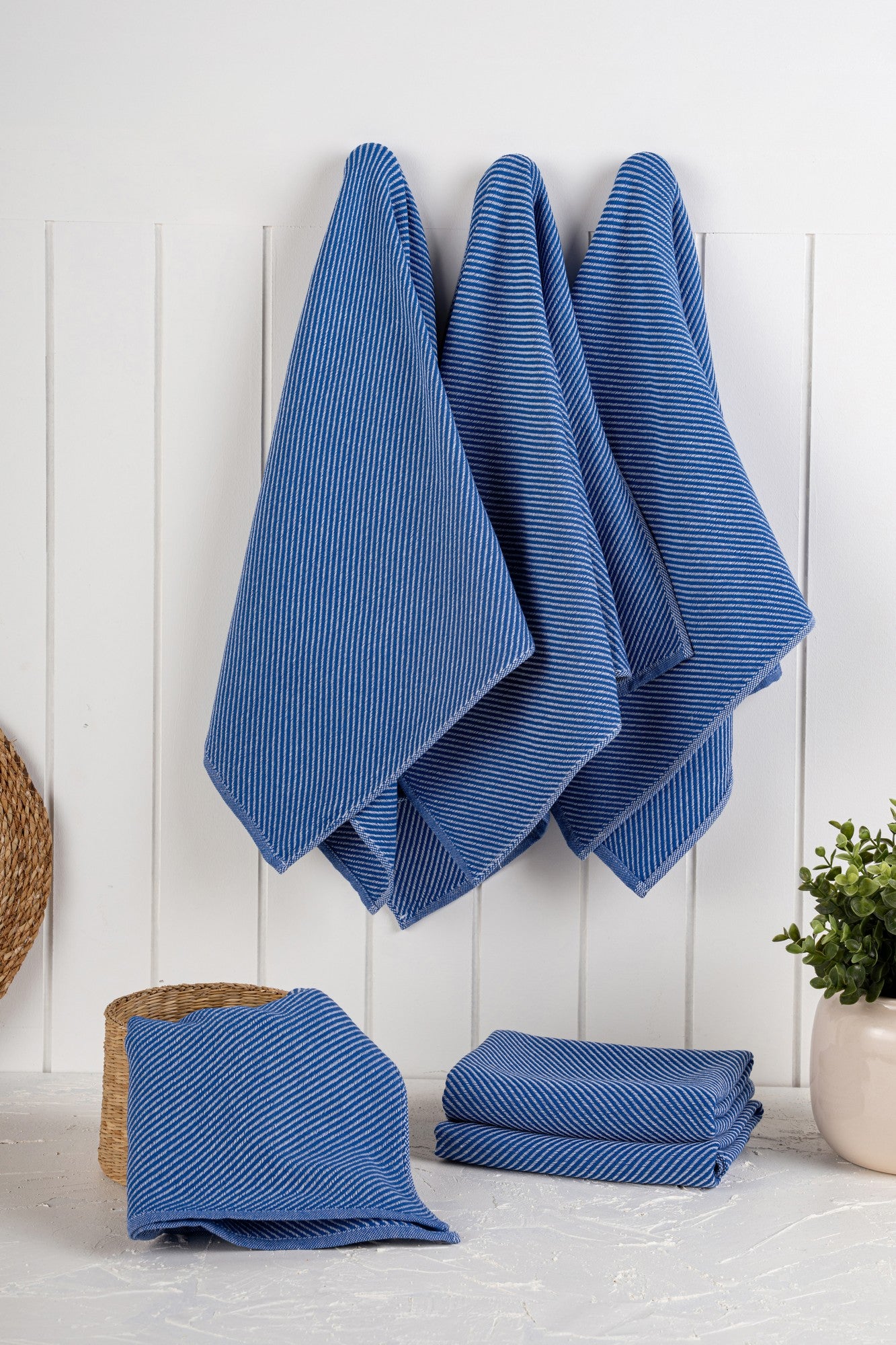 Conjunto de toalhas de cozinha – 43 x 76 cm – Azul Noite – 90% algodão e 10% poliéster