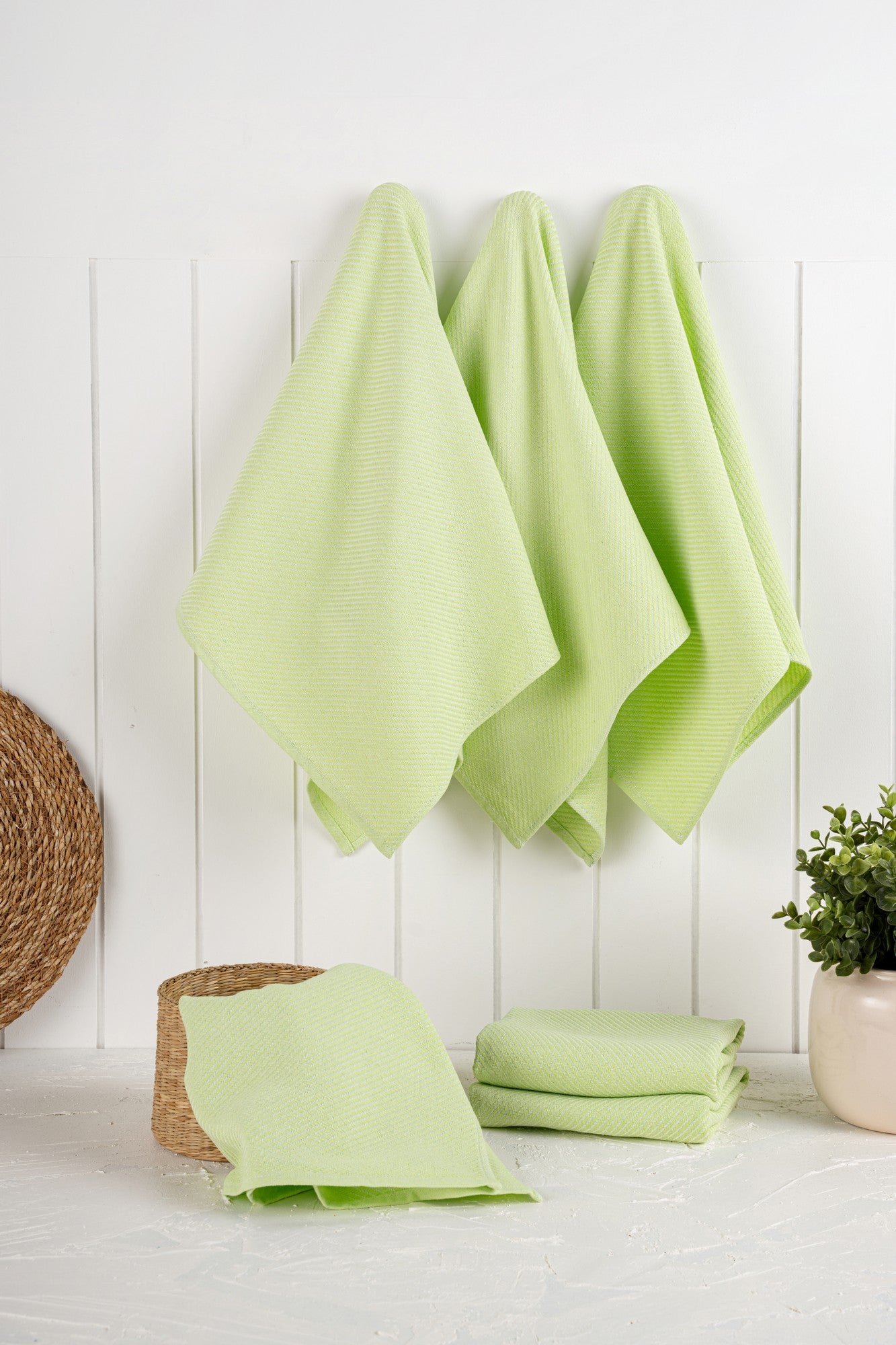 Conjunto de toalhas de cozinha – 43 x 76 cm – Pistache – Algodão/Poliéster