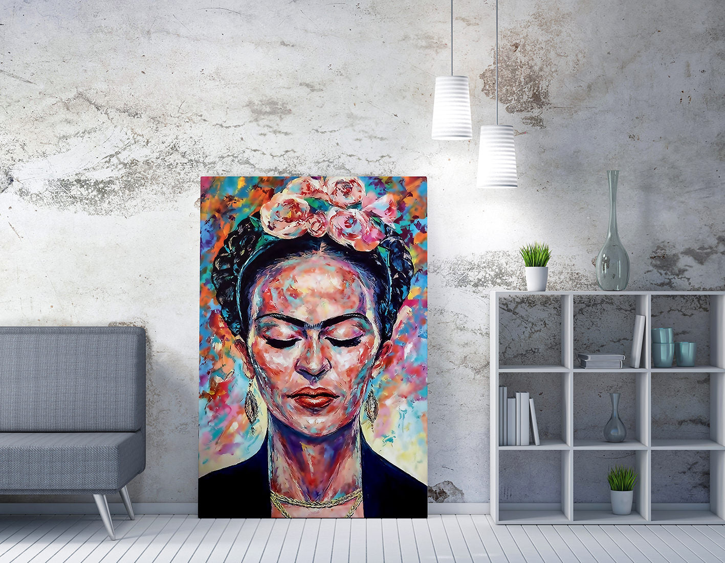 Impressionante pintura decorativa em tela, 50 x 70 cm, 50% algodão/50% poliéster, impressão digital, moldura de madeira 2 x 3 cm | Perfeito para amantes de decoração e arte