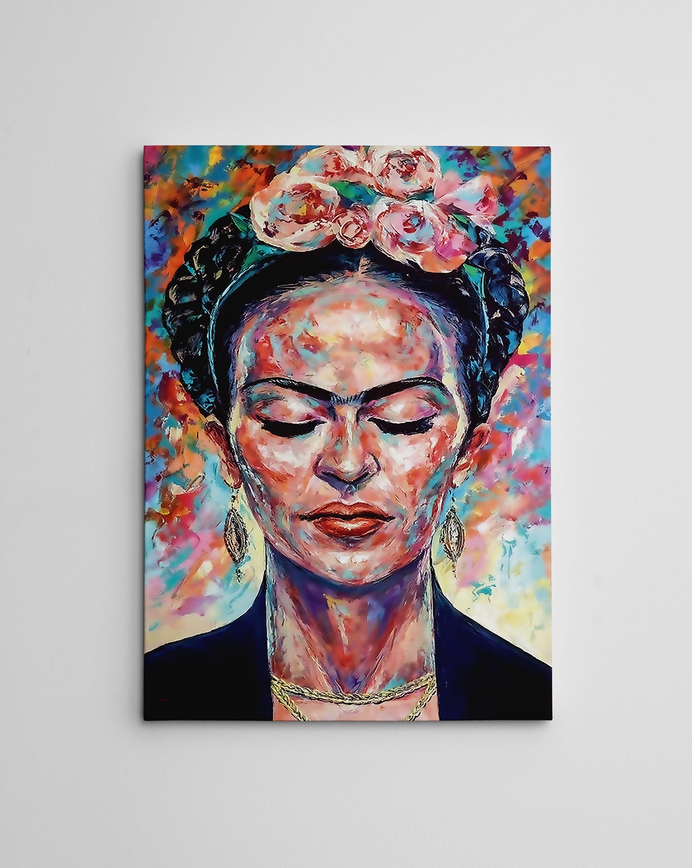 Impressionante pintura decorativa em tela, 50 x 70 cm, 50% algodão/50% poliéster, impressão digital, moldura de madeira 2 x 3 cm | Perfeito para amantes de decoração e arte