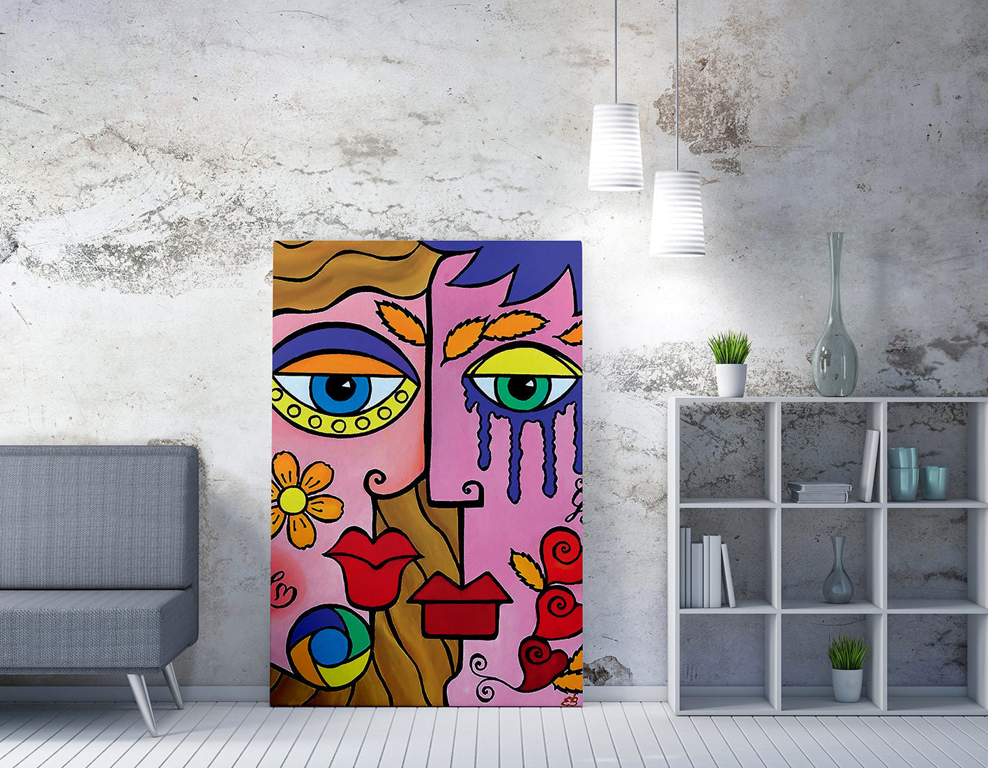 Impressionante pintura decorativa em tela, 70 x 100 cm, 50% algodão/50% poliéster, impressão digital em tela, emoldurada com moldura de madeira de 2 x 3 cm | Perfeito para decoração de casa