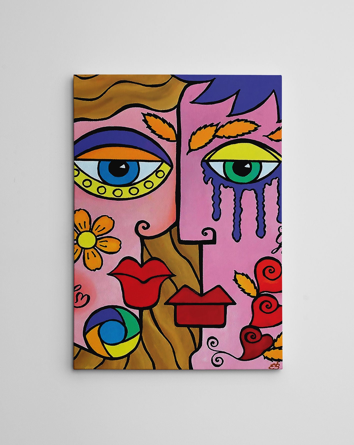 Impressionante pintura decorativa em tela, 70 x 100 cm, 50% algodão/50% poliéster, impressão digital em tela, emoldurada com moldura de madeira de 2 x 3 cm | Perfeito para decoração de casa