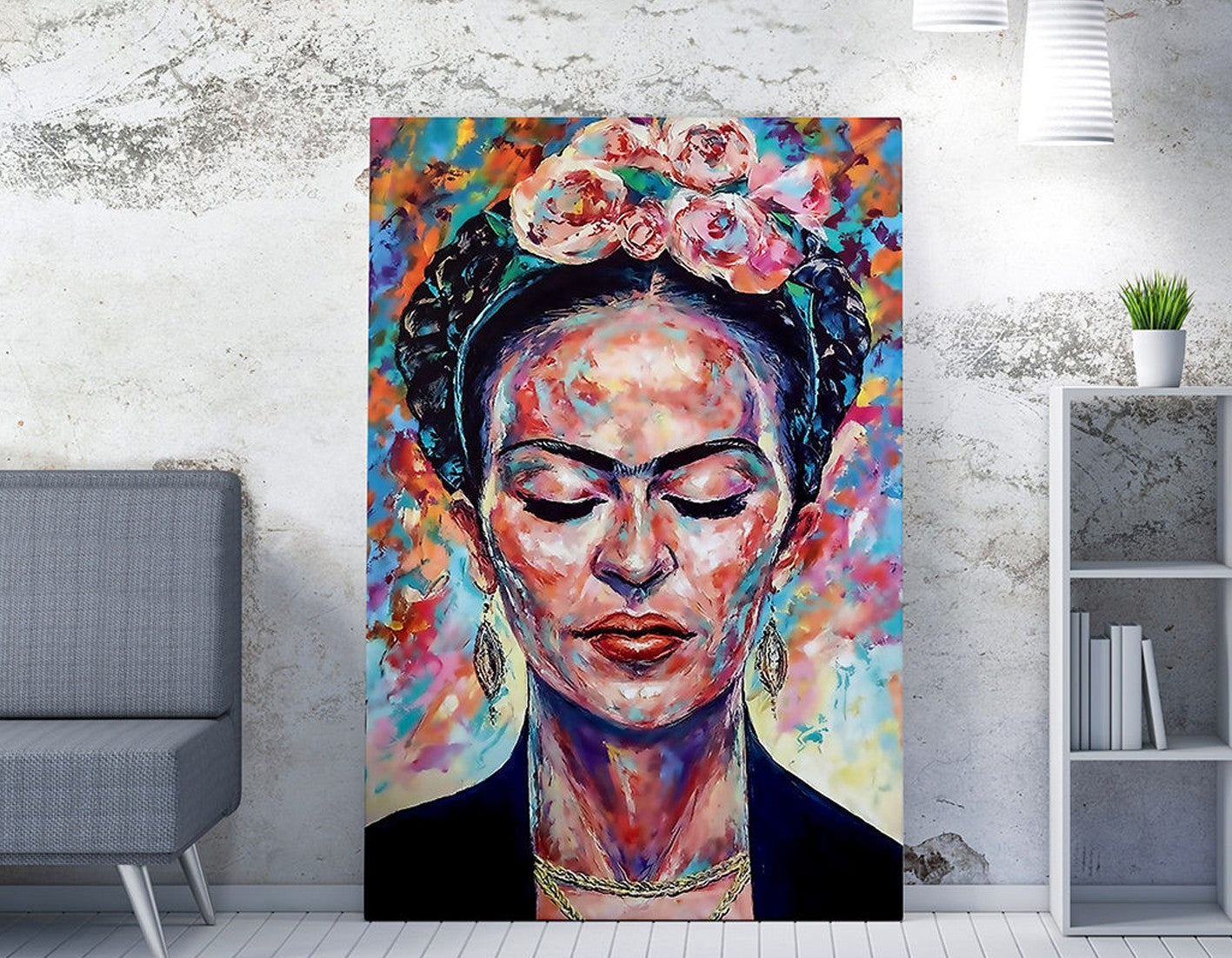 Impressionante pintura decorativa em tela, 70 x 100 cm, 50% algodão/50% poliéster, impressão digital em tela, emoldurada com moldura de madeira de 2 x 3 cm | Perfeito para decoração de casa