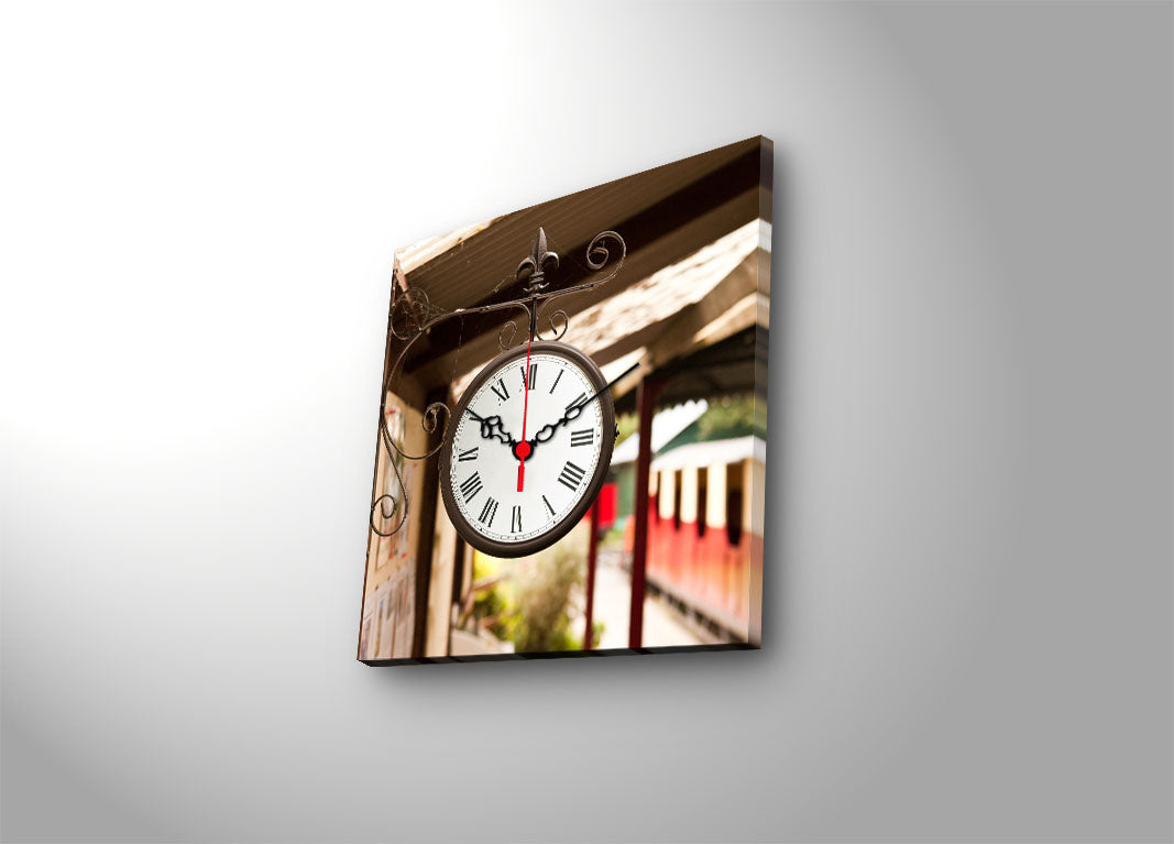 Relógio de Parede Decorativo em Tela Suede 28x28 cm Multicolor 2828CS-3 – Moldura de Madeira 3 cm