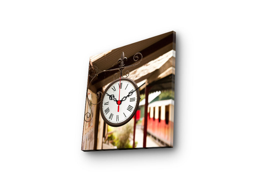 Relógio de Parede Decorativo em Tela Suede 28x28 cm Multicolor 2828CS-3 – Moldura de Madeira 3 cm