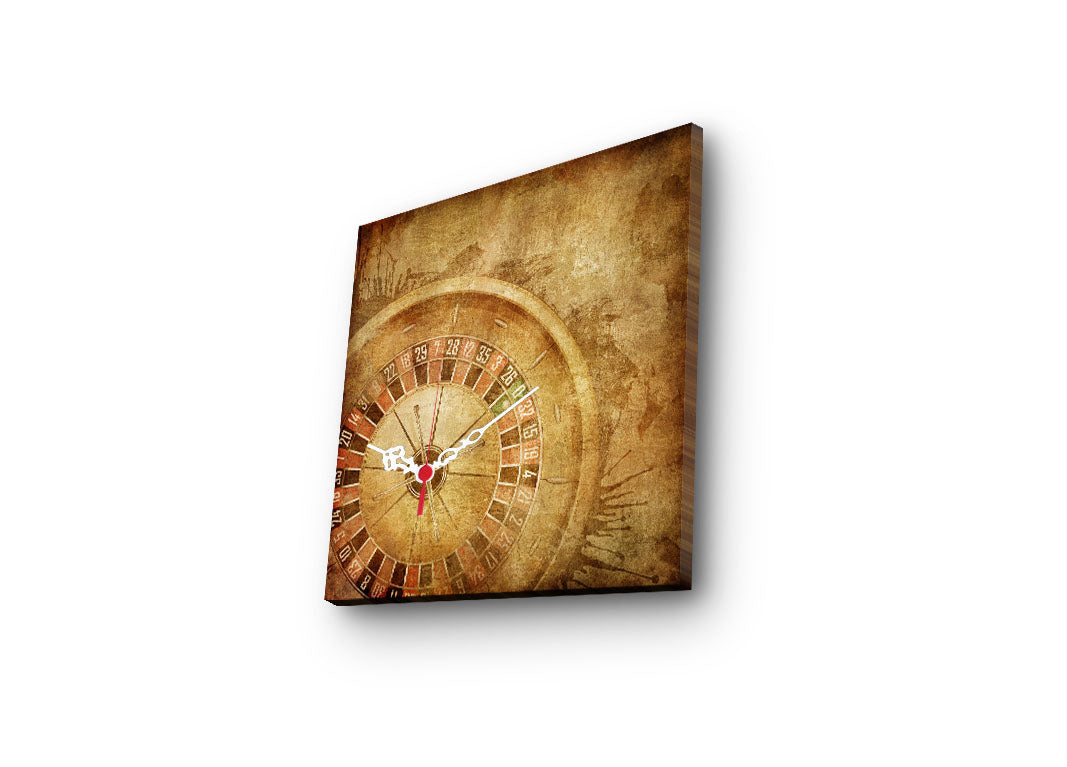 Relógio de Parede Decorativo em Tela Suede 28x28 cm — Multicolor, Moldura de Madeira 3 cm (2828CS-5)