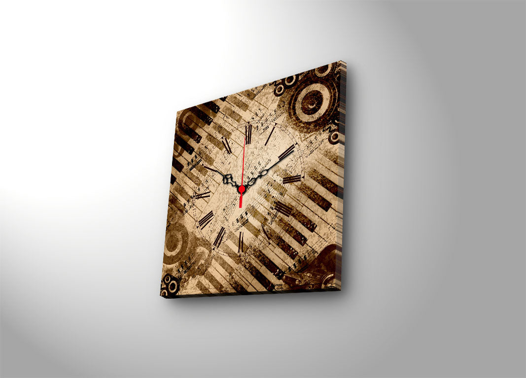 Relógio de Parede Decorativo em Tela Suede Multicolor 28x28 cm | Moldura de Madeira 3 cm