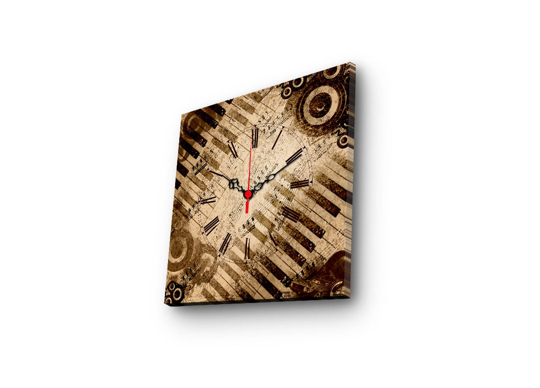 Relógio de Parede Decorativo em Tela Suede Multicolor 28x28 cm | Moldura de Madeira 3 cm