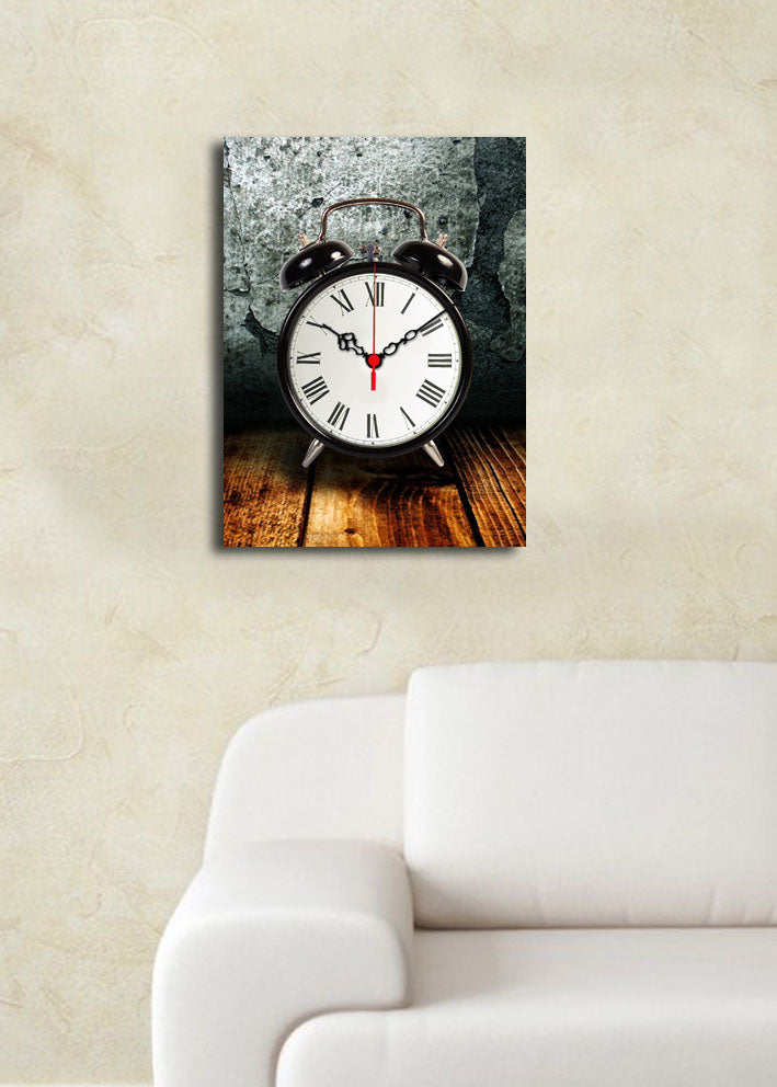 Relógio de Parede em Tela Decorativa 30x40 cm – Multicolor, Tela Suede 100%, Moldura de Madeira 3 cm [3040CS-81]
