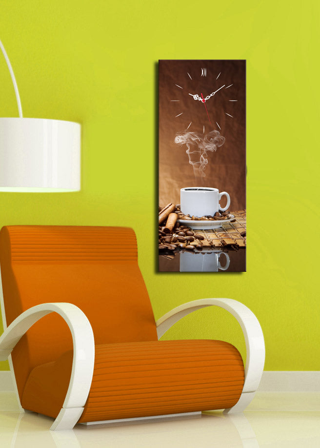 Relógio de parede decorativo elegante em tela, 30 x 70 cm, 100% camurça, estrutura 100% madeira (3 cm de espessura) | Perfeito para decoração de casa e escritório