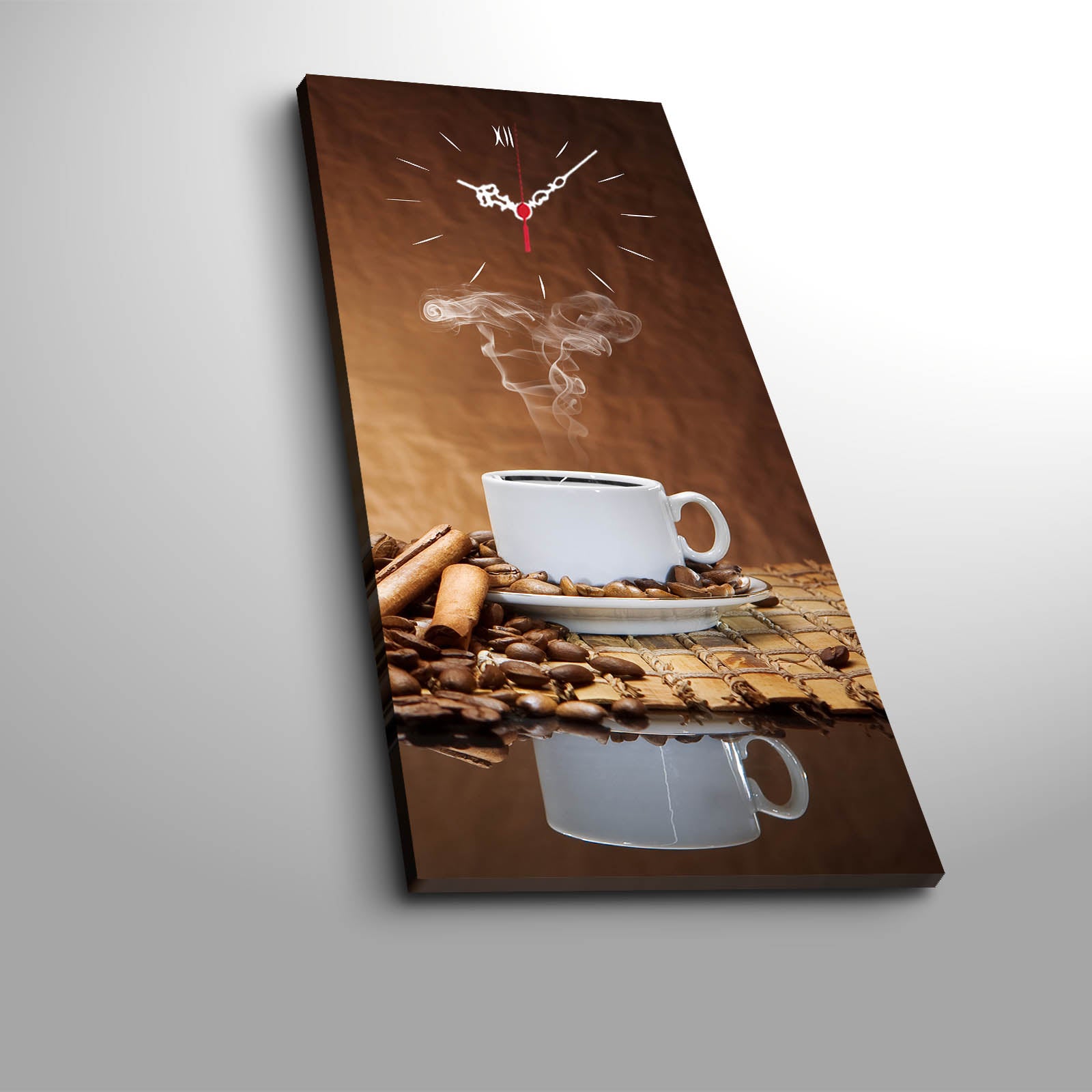 Relógio de parede decorativo elegante em tela, 30 x 70 cm, 100% camurça, estrutura 100% madeira (3 cm de espessura) | Perfeito para decoração de casa e escritório