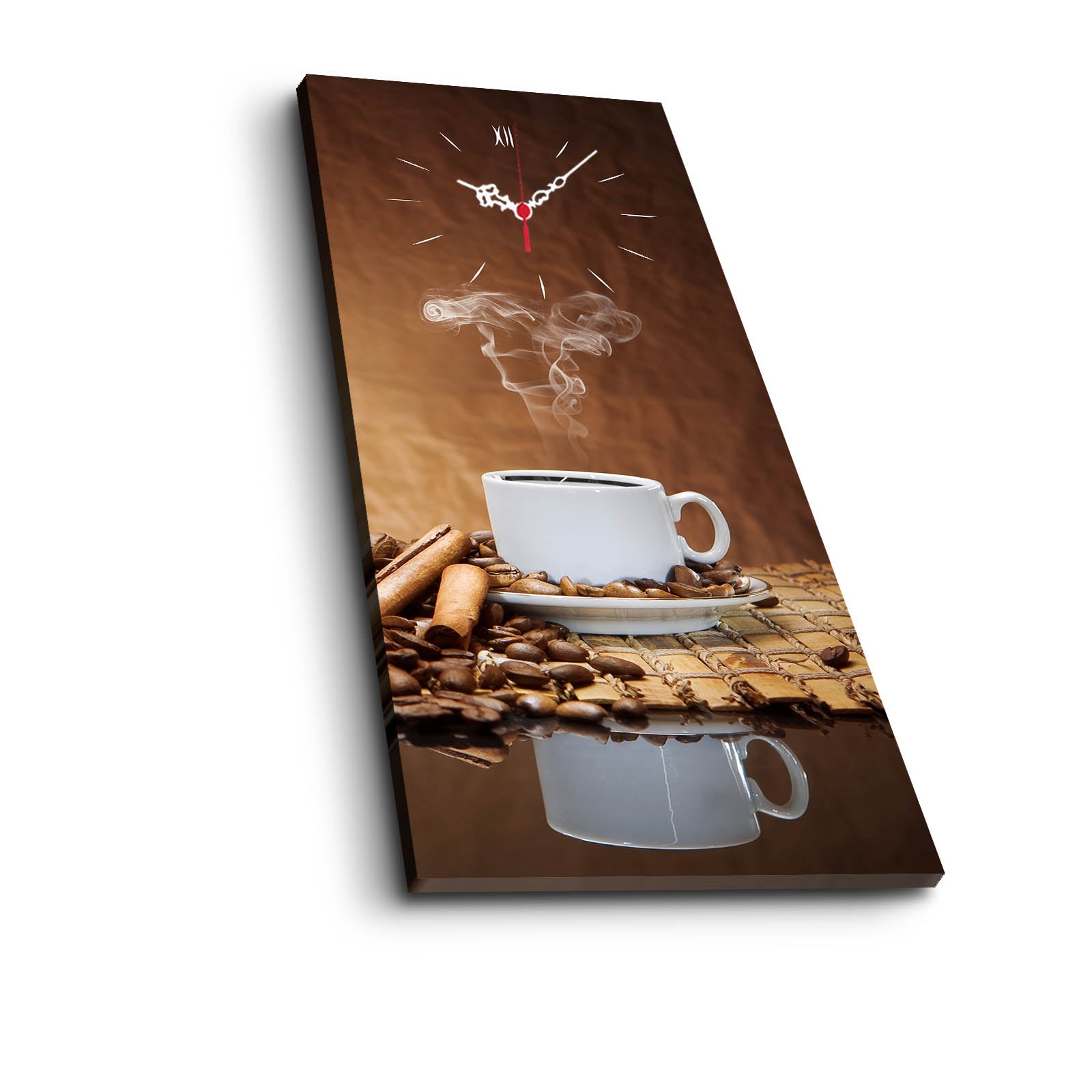 Relógio de parede decorativo elegante em tela, 30 x 70 cm, 100% camurça, estrutura 100% madeira (3 cm de espessura) | Perfeito para decoração de casa e escritório