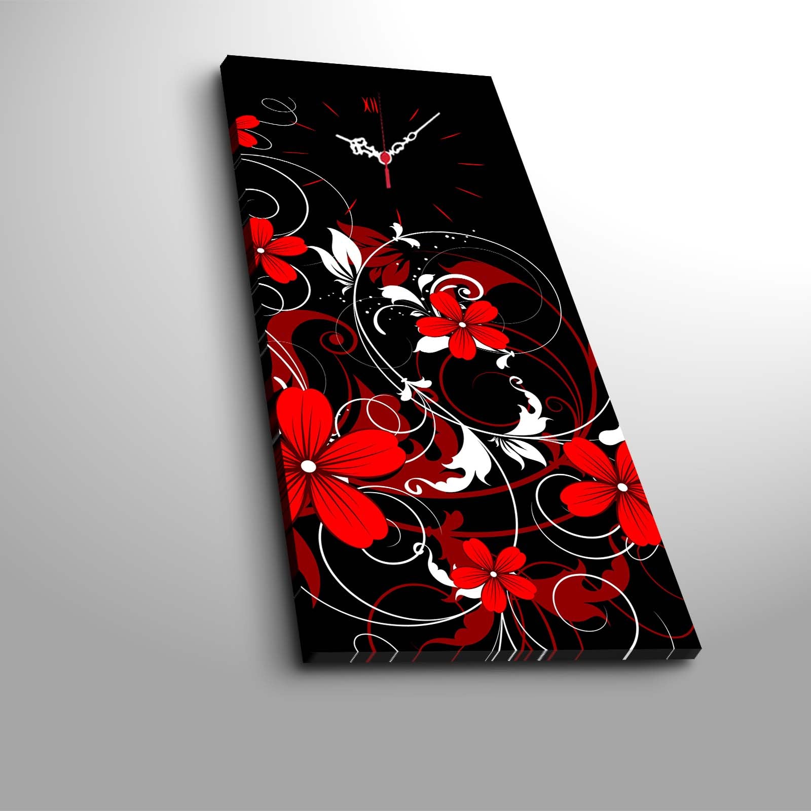 Relógio de Parede em Tela Decorativa 30x70 cm, Suede 100%, Moldura de Madeira 3 cm, Multicolor – 3070CS-28