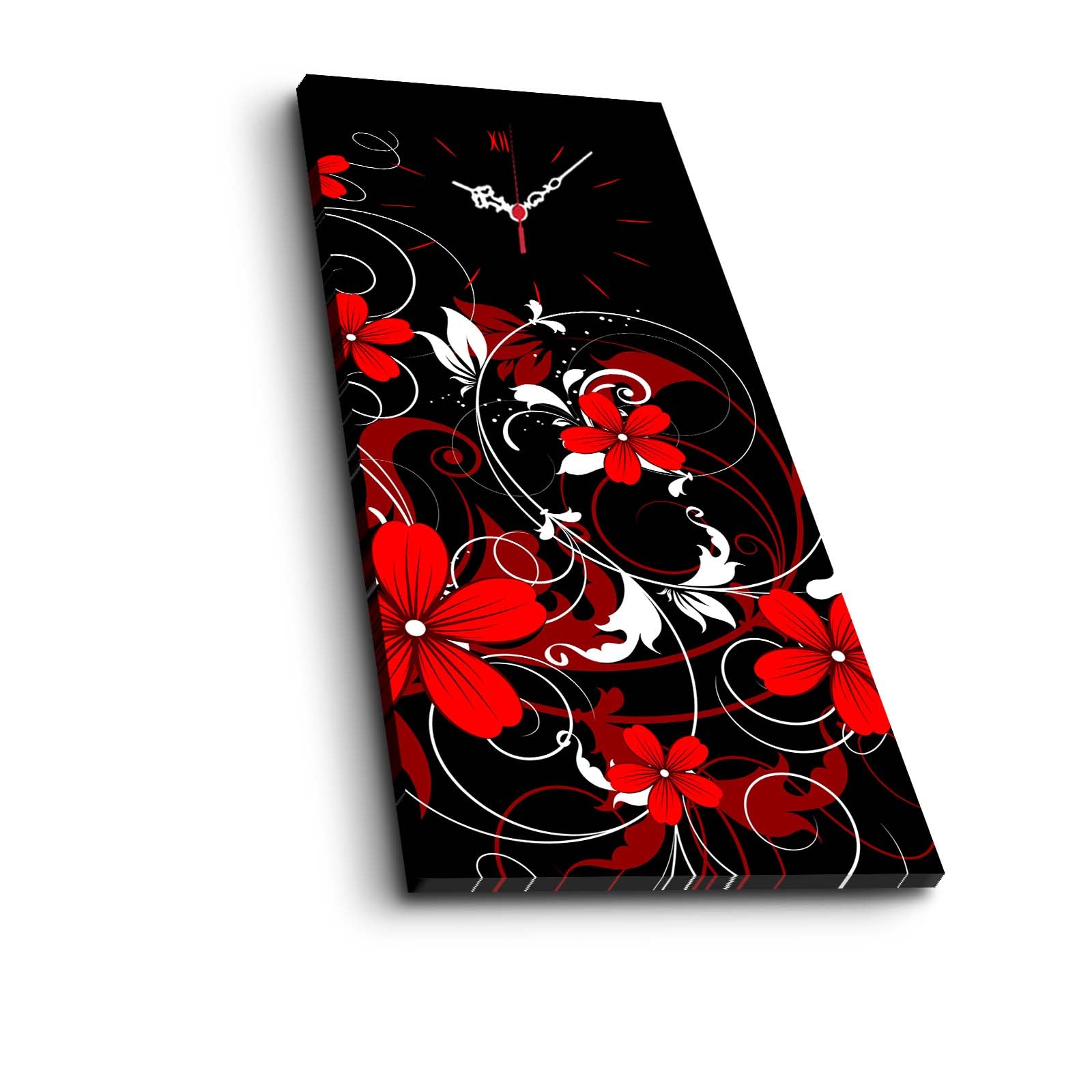 Relógio de Parede em Tela Decorativa 30x70 cm, Suede 100%, Moldura de Madeira 3 cm, Multicolor – 3070CS-28