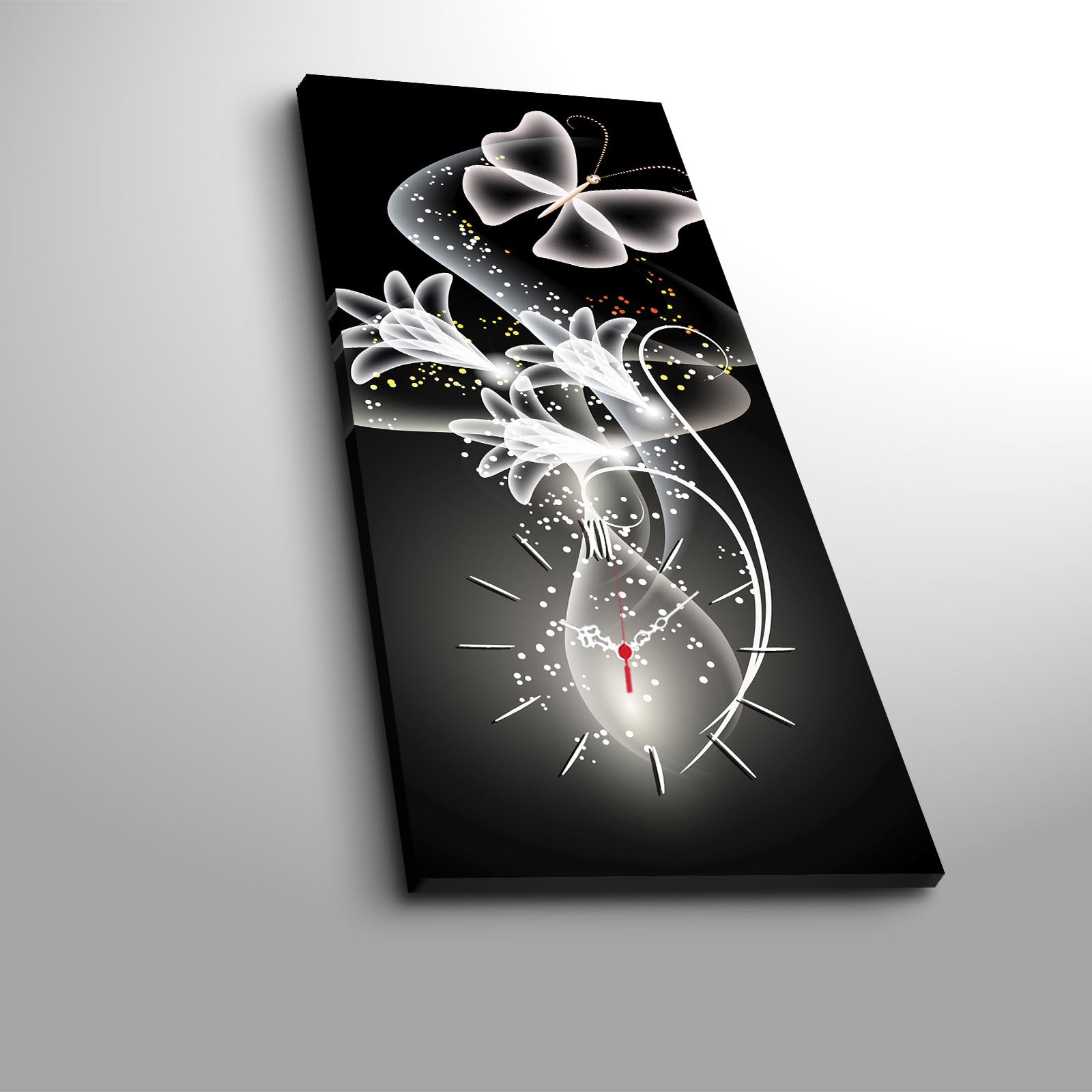 Relógio de parede decorativo elegante em tela, 30 x 70 cm, 100% camurça, estrutura 100% madeira (3 cm de espessura) | Perfeito para decoração de casa e escritório