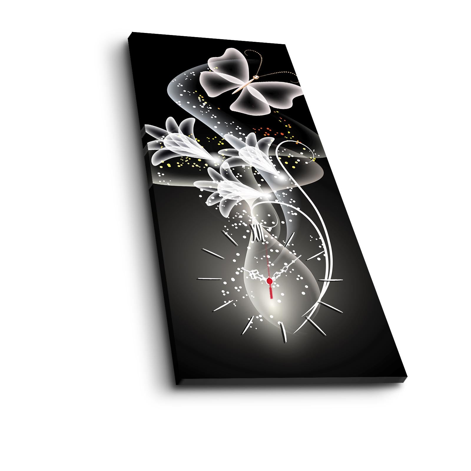 Relógio de parede decorativo elegante em tela, 30 x 70 cm, 100% camurça, estrutura 100% madeira (3 cm de espessura) | Perfeito para decoração de casa e escritório