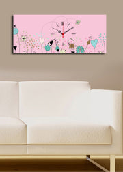 Relógio de Parede Decorativo em Tela Suede 30x70 cm, Multicolor, Moldura de Madeira (3 cm) – 3070CS-37