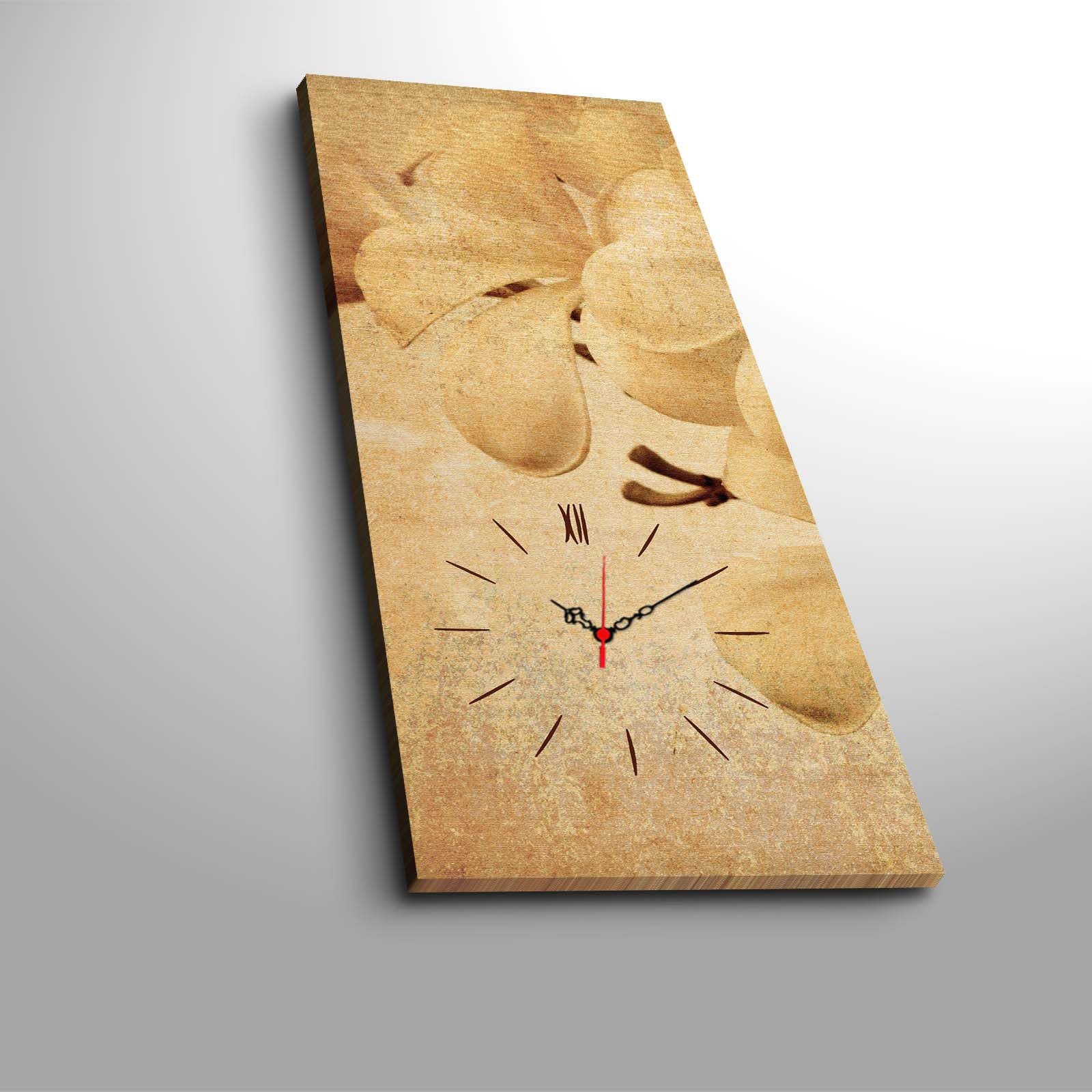 Relógio de Parede Decorativo em Tela 100% Camurça Multicolor 30x70 cm com Moldura de Madeira (3 cm) – 3070CS-39