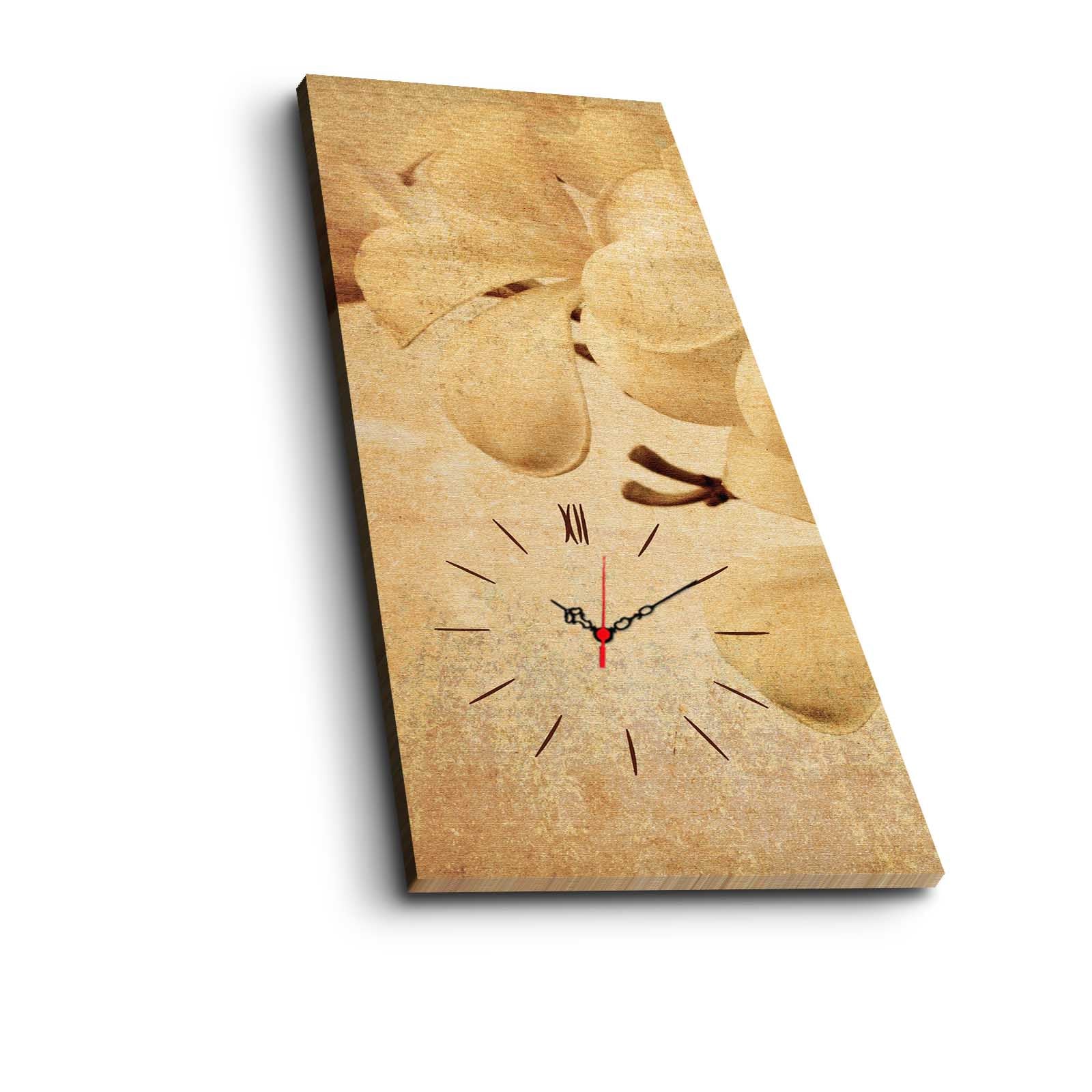 Relógio de Parede Decorativo em Tela 100% Camurça Multicolor 30x70 cm com Moldura de Madeira (3 cm) – 3070CS-39
