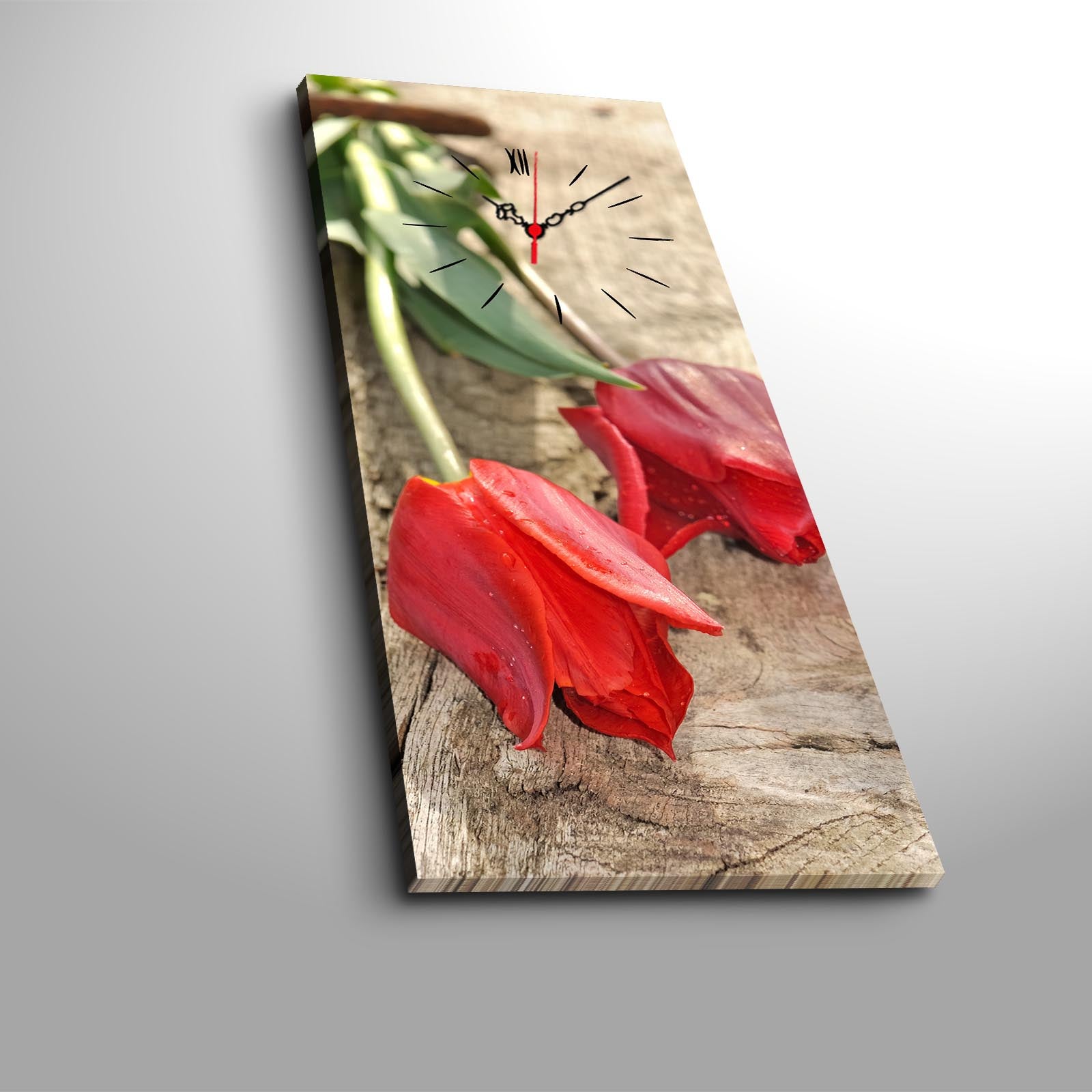 Relógio de Parede em Tela Decorativa Multicolor 30x70 cm | Tela de Camurça 100% e Moldura de Madeira 3 cm – 3070CS-40