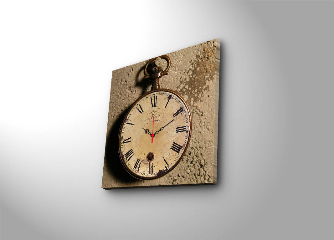 Relógio de Parede em Tela Suede 45x45 cm – Multicolor, Moldura de Madeira 3 cm (4545CS-1 | 228CLA1648)