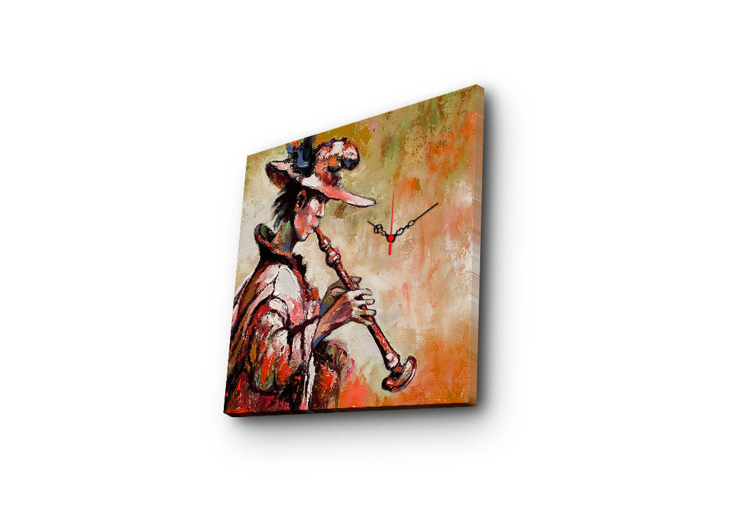 Relógio de Parede em Tela Suede Multicolor 45x45 cm com Moldura de Madeira 3 cm – 4545CS-22