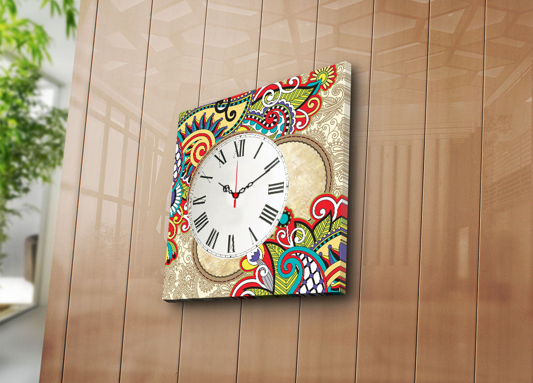 Relógio de parede decorativo elegante em tela, 45 x 45 cm, 100% camurça, estrutura de madeira resistente de 3 cm | Perfeito para decoração de casa e espaços modernos