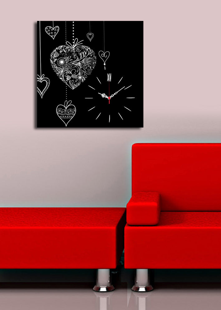 Relógio de Parede Decorativo em Tela Suede, 45x45 cm, Multicolor, Moldura de Madeira 3 cm (Modelo 4545CS-46)