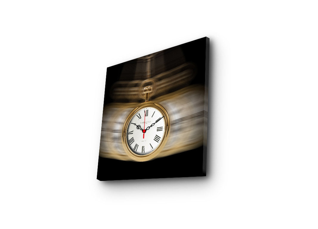 Relógio de Parede em Tela Decorativa Multicolor 45x45 cm - Canvas 100% tipo camurça, Moldura de Madeira 3 cm