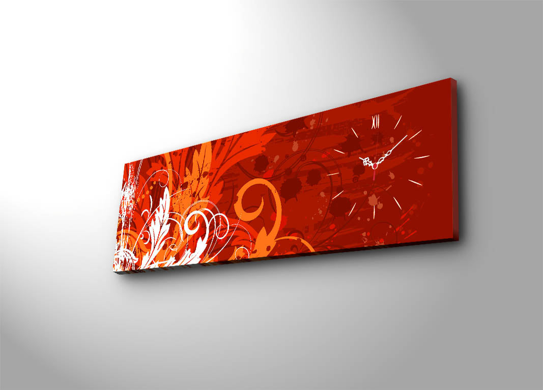 Relógio de Parede Decorativo em Tela Suede 100%, Multicolor, 30x90 cm, Moldura de Madeira 3 cm (Modelo 3090CS-5)