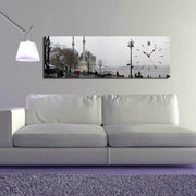 Relógio de Parede em Tela Decorativa Multicolor 30x90 cm — Tela de Camurça 100% com Moldura de Madeira 3 cm (3090CS-11)