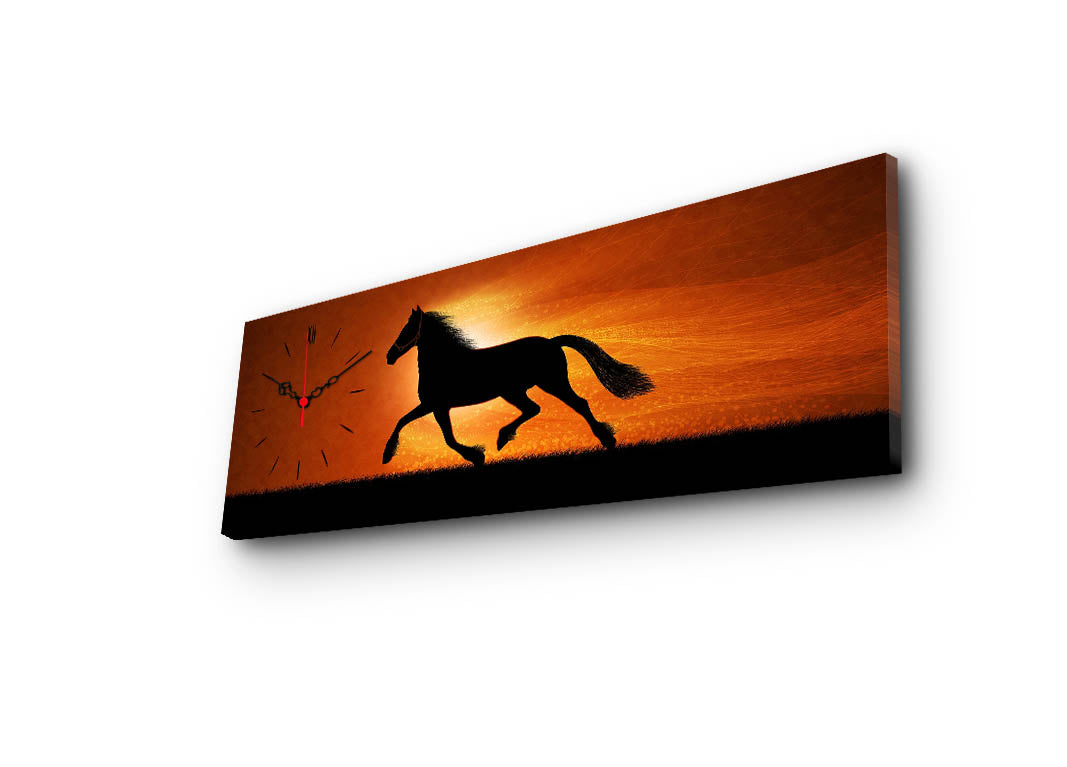 Relógio de Parede em Tela Decorativa Multicolor 30x90 cm – Tela Suede 100% e Moldura de Madeira 3 cm