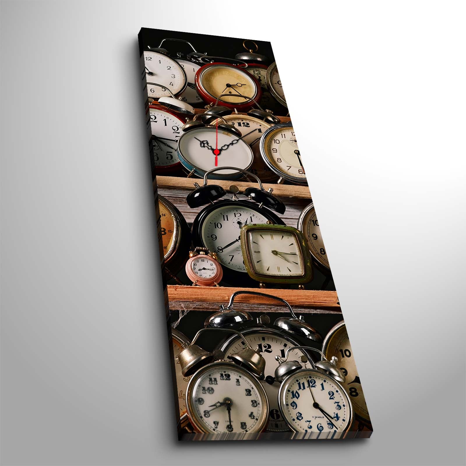 Relógio de Parede Decorativo em Tela Suede 100% 30 x 90 cm Multicolor – Moldura de Madeira 3 cm (3090CS-25)